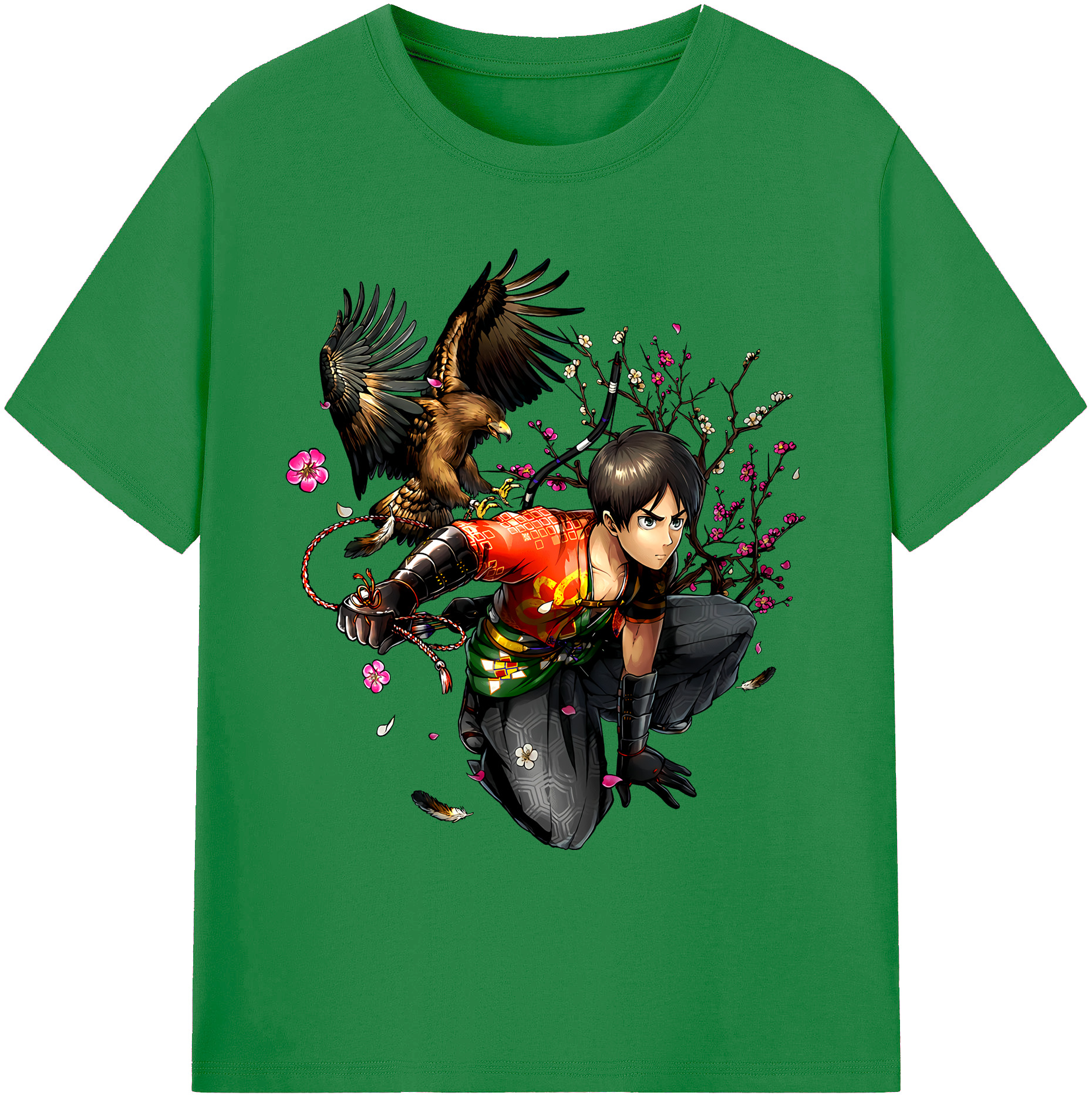（画像用） 進撃の巨人 エレン･イェーガー Attack on Titan Eren Jäger 綿100％ メンズ半袖Tシャツ｜肌触りやわらか＆通気性