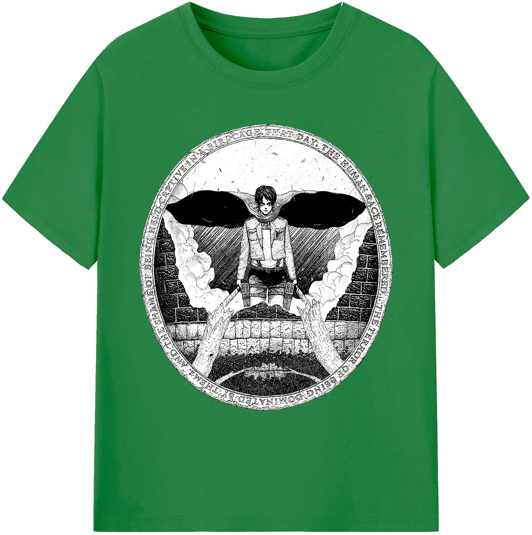 （画像用） 進撃の巨人 エレン･イェーガー Attack on Titan Eren Jäger 綿100％ メンズ半袖Tシャツ｜肌触りやわらか＆通気性