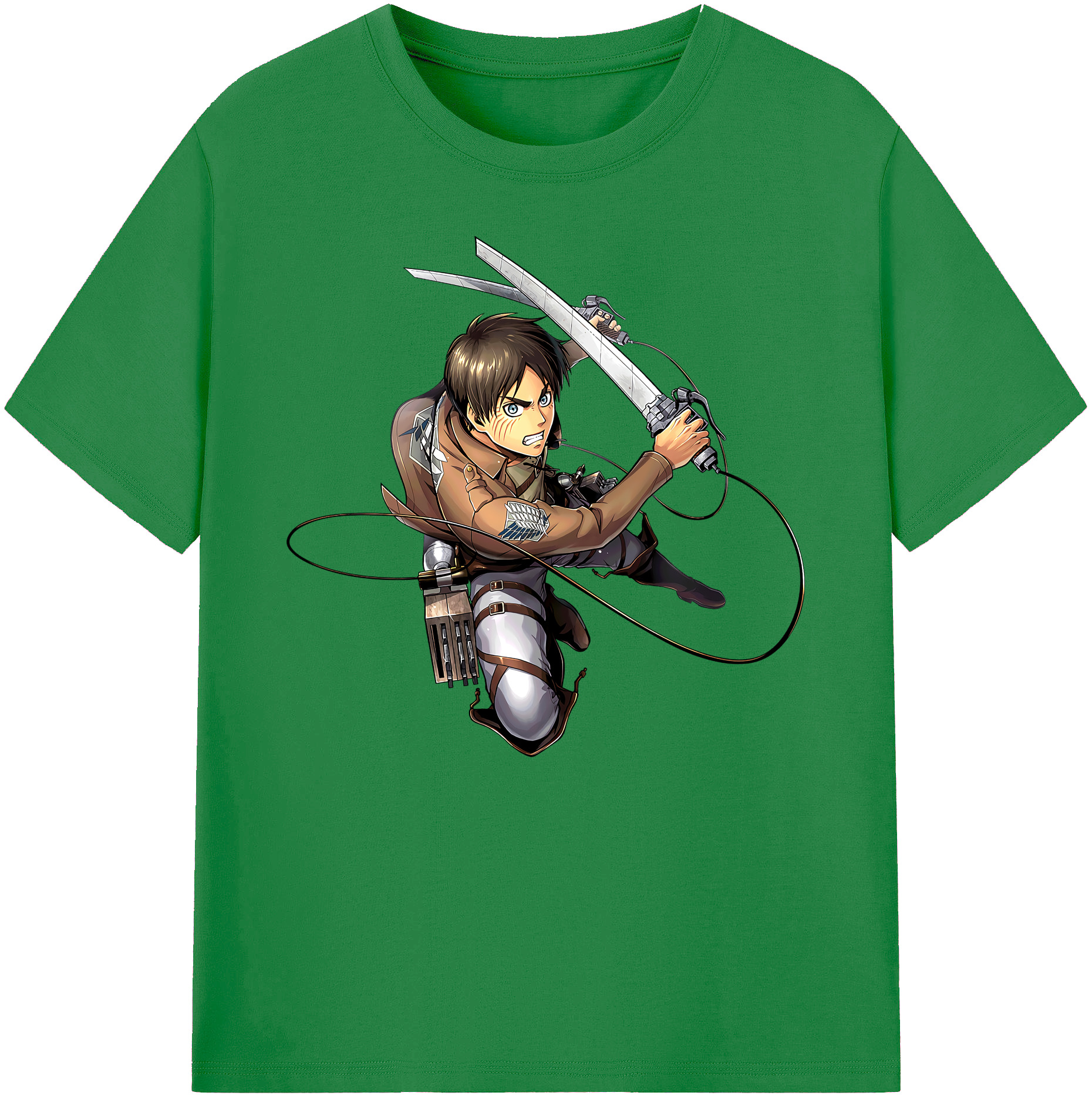 （画像用） 進撃の巨人 エレン･イェーガー Attack on Titan Eren Jäger 綿100％ メンズ半袖Tシャツ｜肌触りやわらか＆通気性