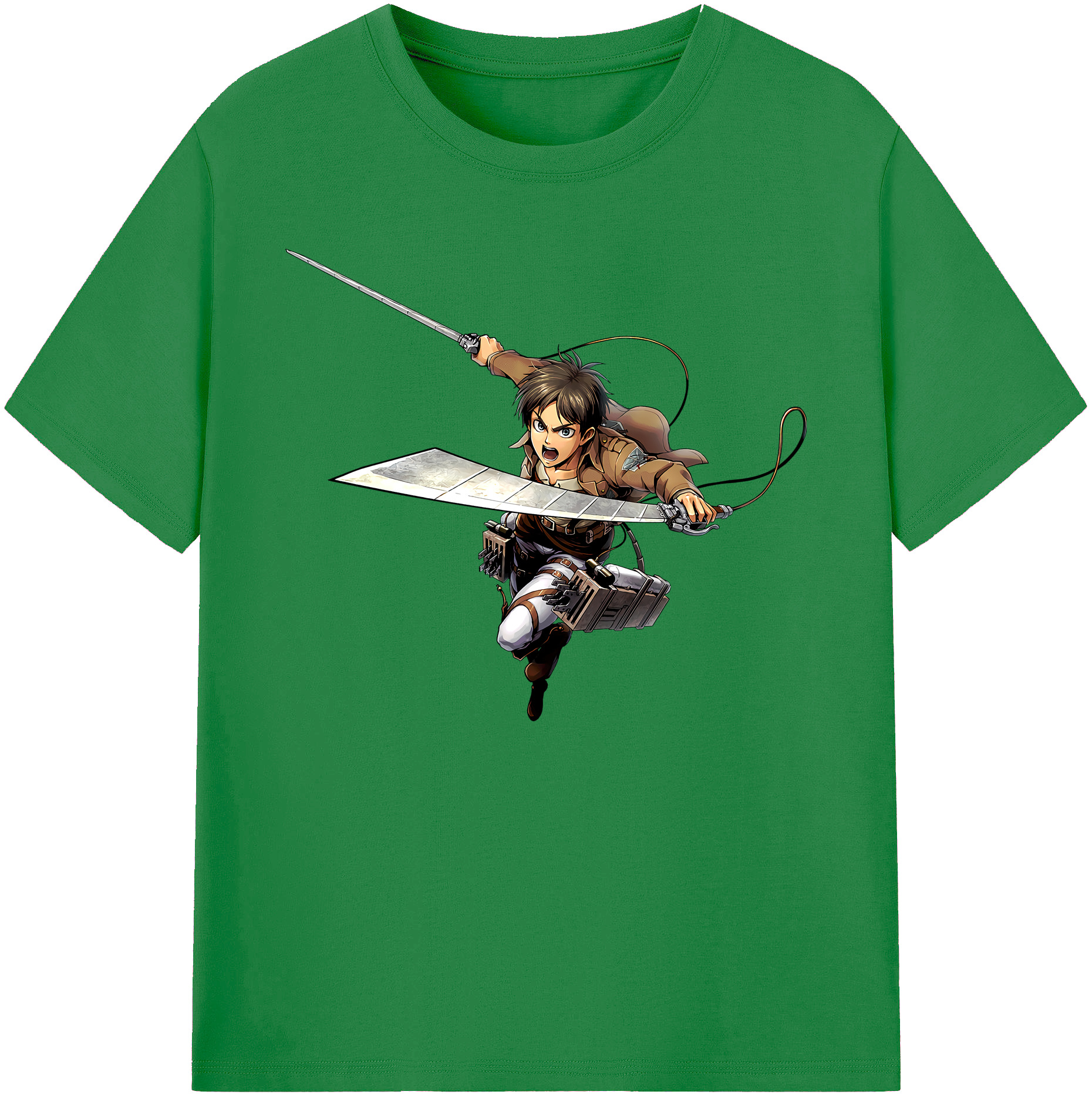 （画像用） 進撃の巨人 エレン･イェーガー Attack on Titan Eren Jäger 綿100％ メンズ半袖Tシャツ｜肌触りやわらか＆通気性