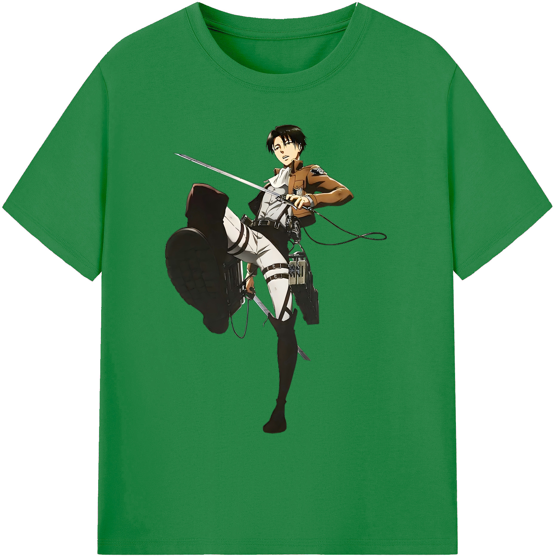 （画像用） 進撃の巨人 リヴァイ·アッカーマン Attack on Titan Levi Ackerman 綿100％ メンズ半袖Tシャツ｜肌触りやわらか＆通気性