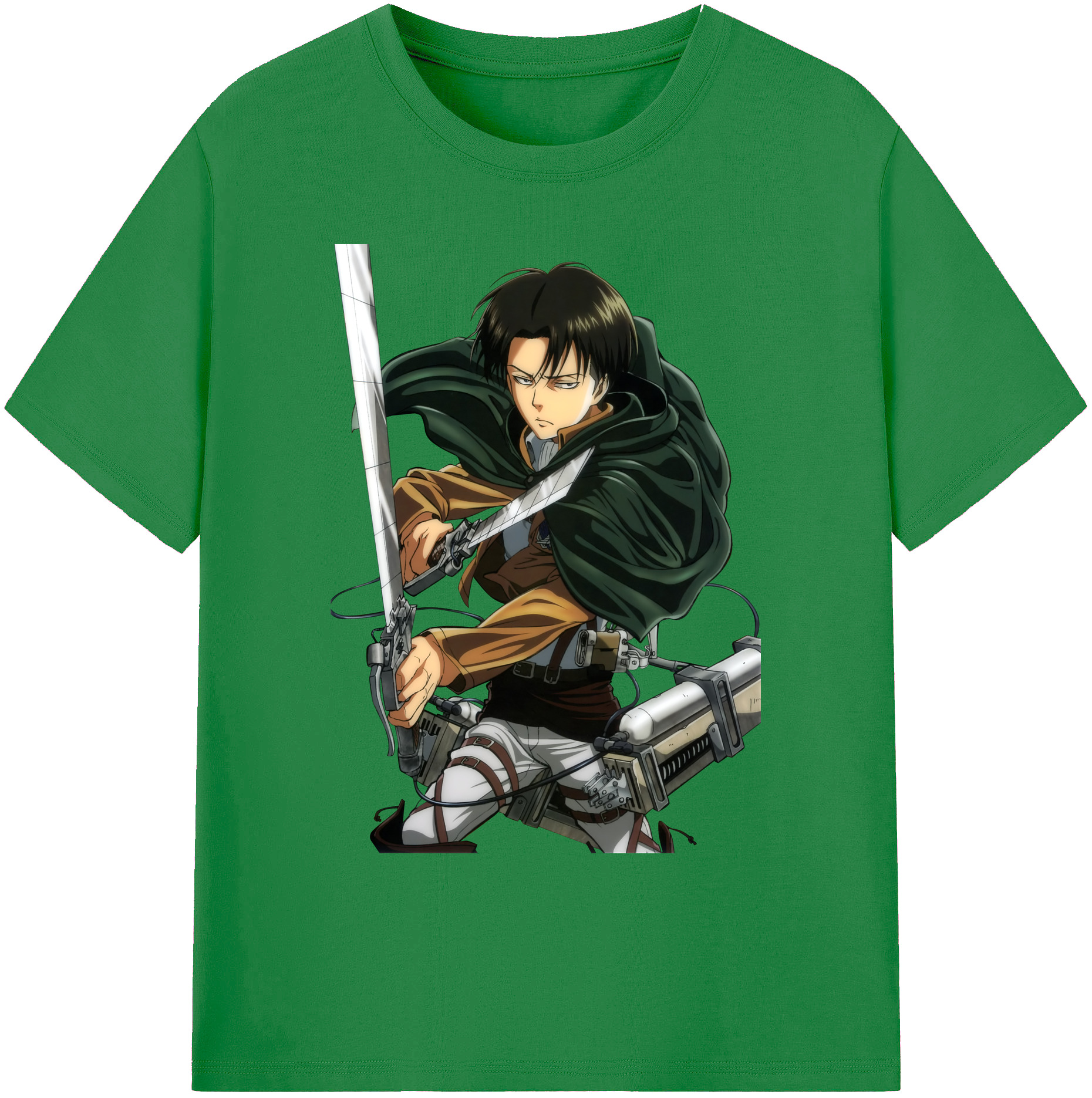 （画像用） 進撃の巨人 リヴァイ·アッカーマン Attack on Titan Levi Ackerman 綿100％ メンズ半袖Tシャツ｜肌触りやわらか＆通気性