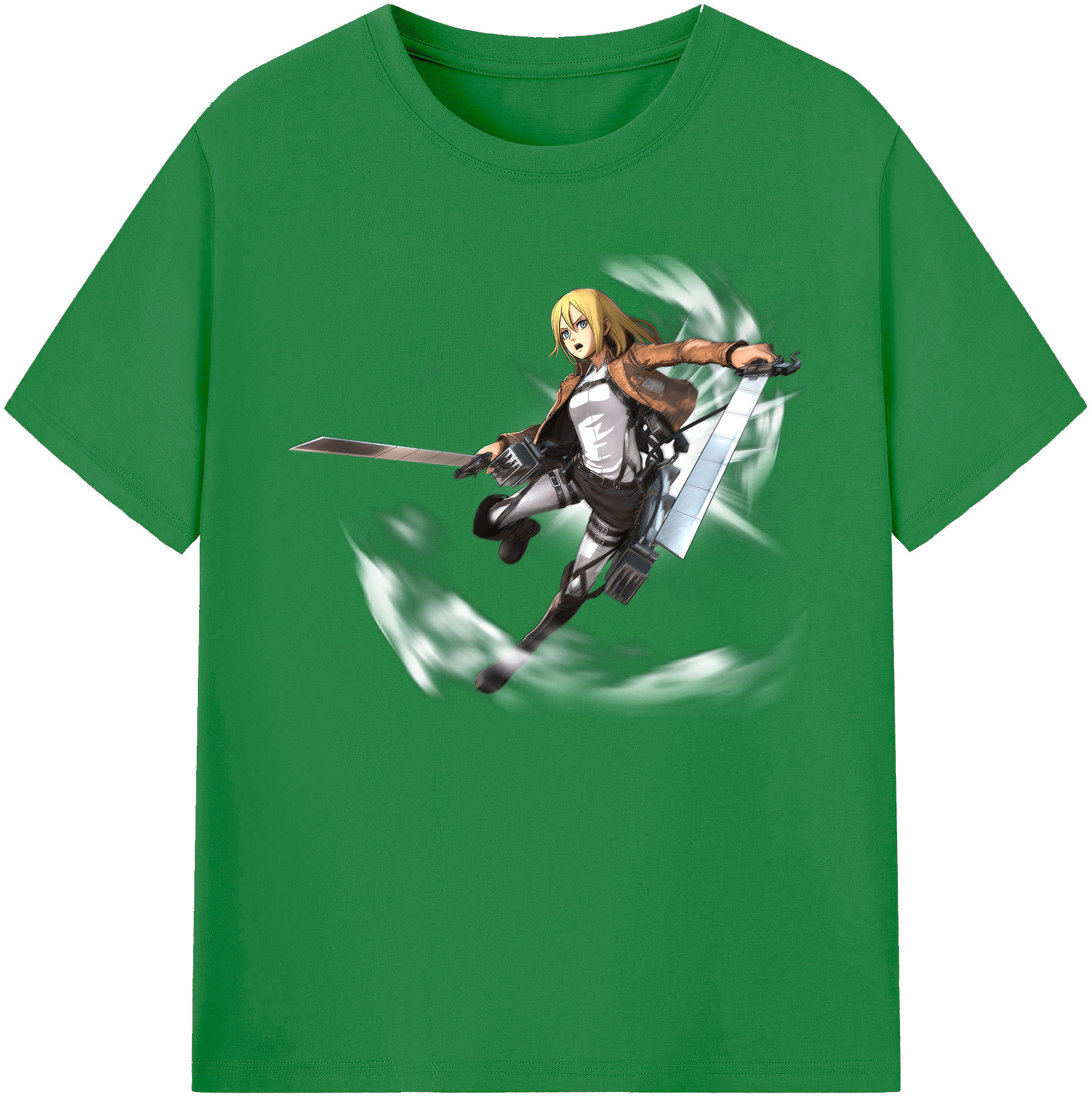 （画像用） 進撃の巨人 クリスタ·レンズ Attack on Titan Christa Lenz 綿100％ メンズ半袖Tシャツ｜肌触りやわらか＆通気性