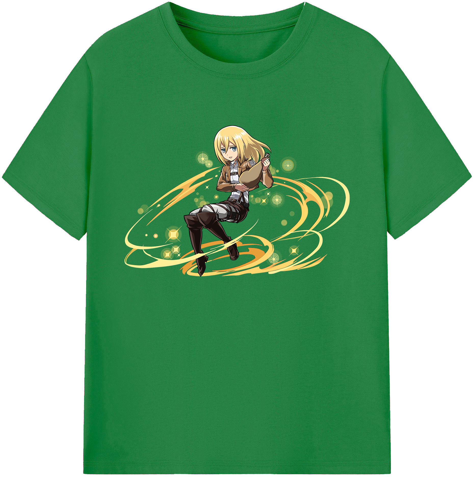 （画像用） 進撃の巨人 クリスタ·レンズ Attack on Titan Christa Lenz 綿100％ メンズ半袖Tシャツ｜肌触りやわらか＆通気性