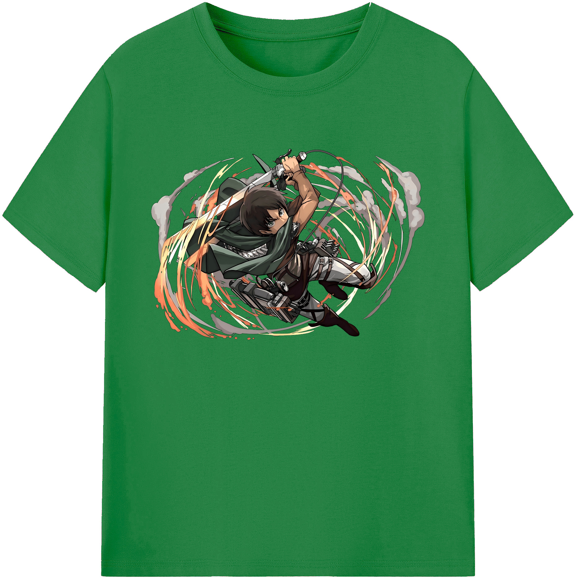 （画像用） 進撃の巨人 エレン･イェーガー Attack on Titan Eren Jäger 綿100％ メンズ半袖Tシャツ｜肌触りやわらか＆通気性