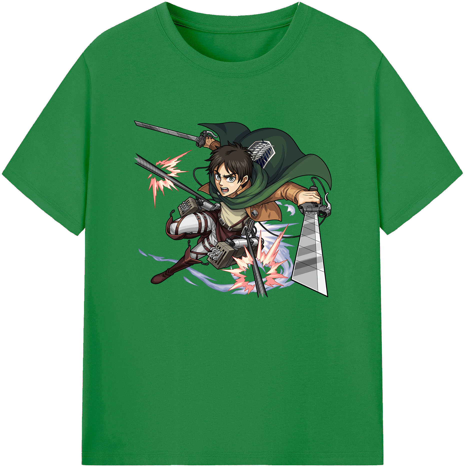 （画像用） 進撃の巨人 エレン･イェーガー Attack on Titan Eren Jäger 綿100％ メンズ半袖Tシャツ｜肌触りやわらか＆通気性