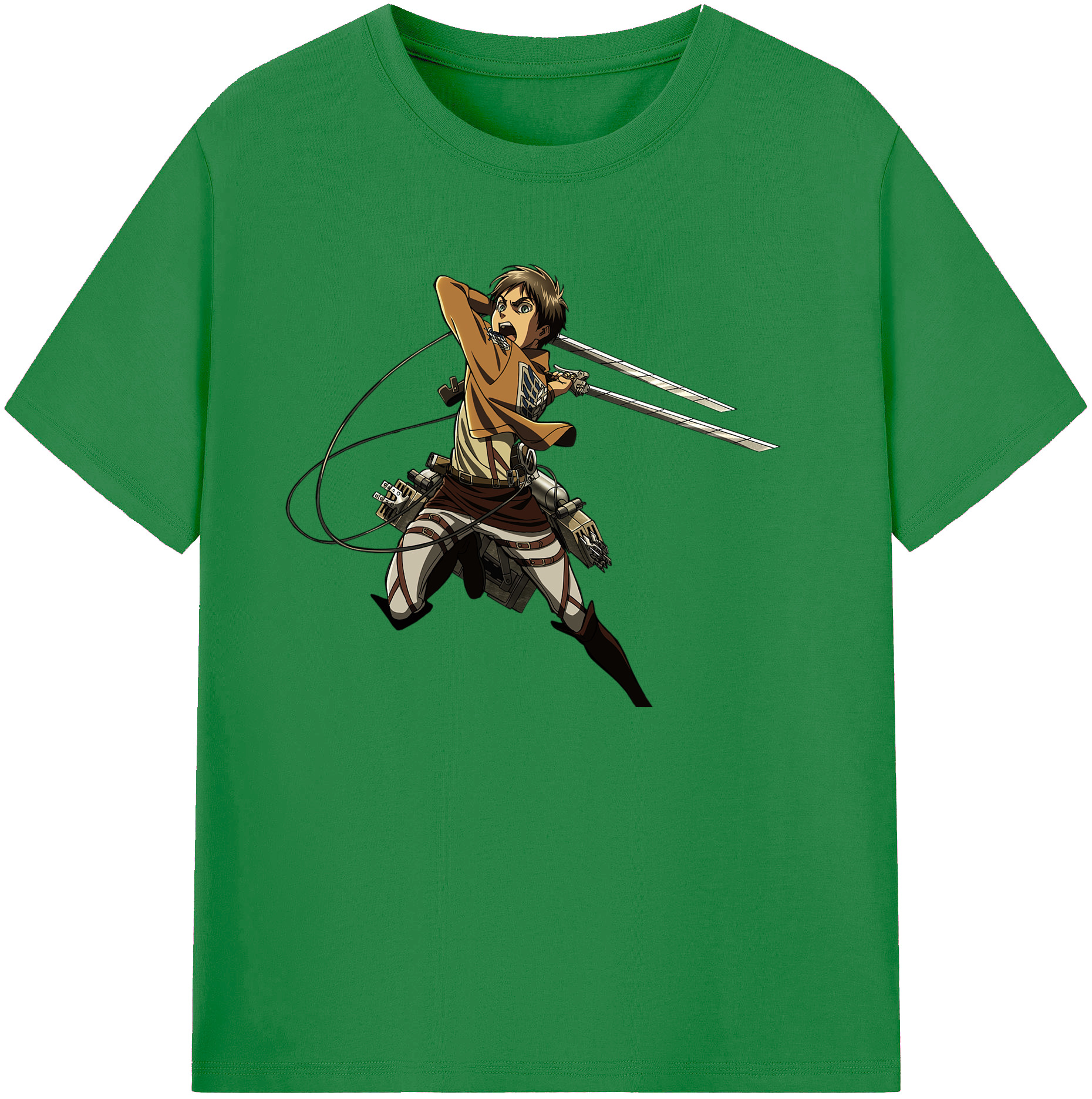 （画像用） 進撃の巨人 エレン･イェーガー Attack on Titan Eren Jäger 綿100％ メンズ半袖Tシャツ｜肌触りやわらか＆通気性