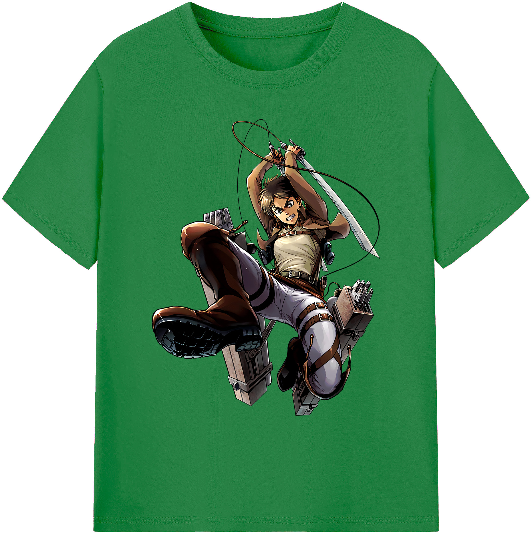 （画像用） 進撃の巨人 エレン･イェーガー Attack on Titan Eren Jäger 綿100％ メンズ半袖Tシャツ｜肌触りやわらか＆通気性