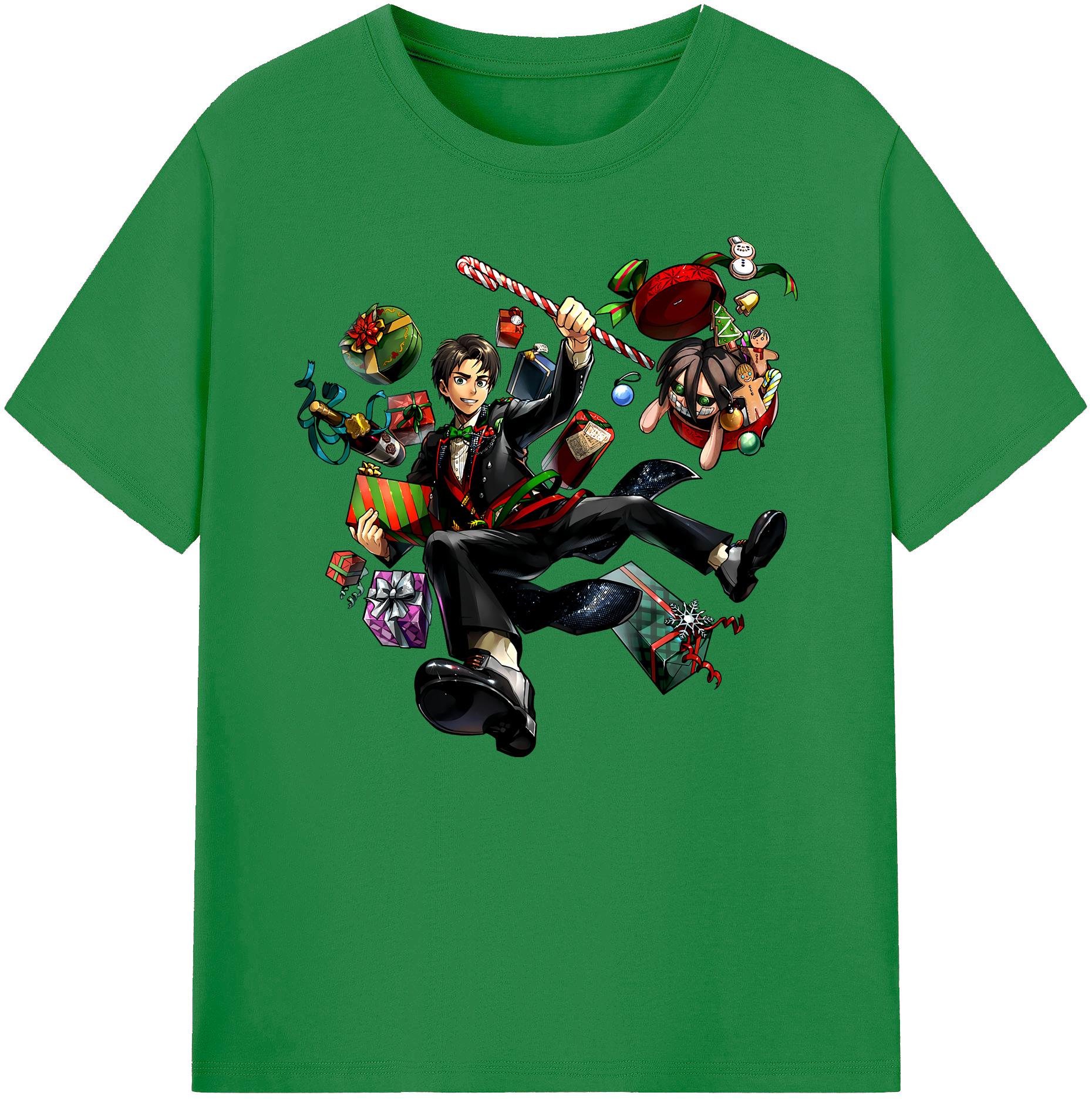 （画像用） 進撃の巨人 エレン･イェーガー Attack on Titan Eren Jäger 綿100％ メンズ半袖Tシャツ｜肌触りやわらか＆通気性