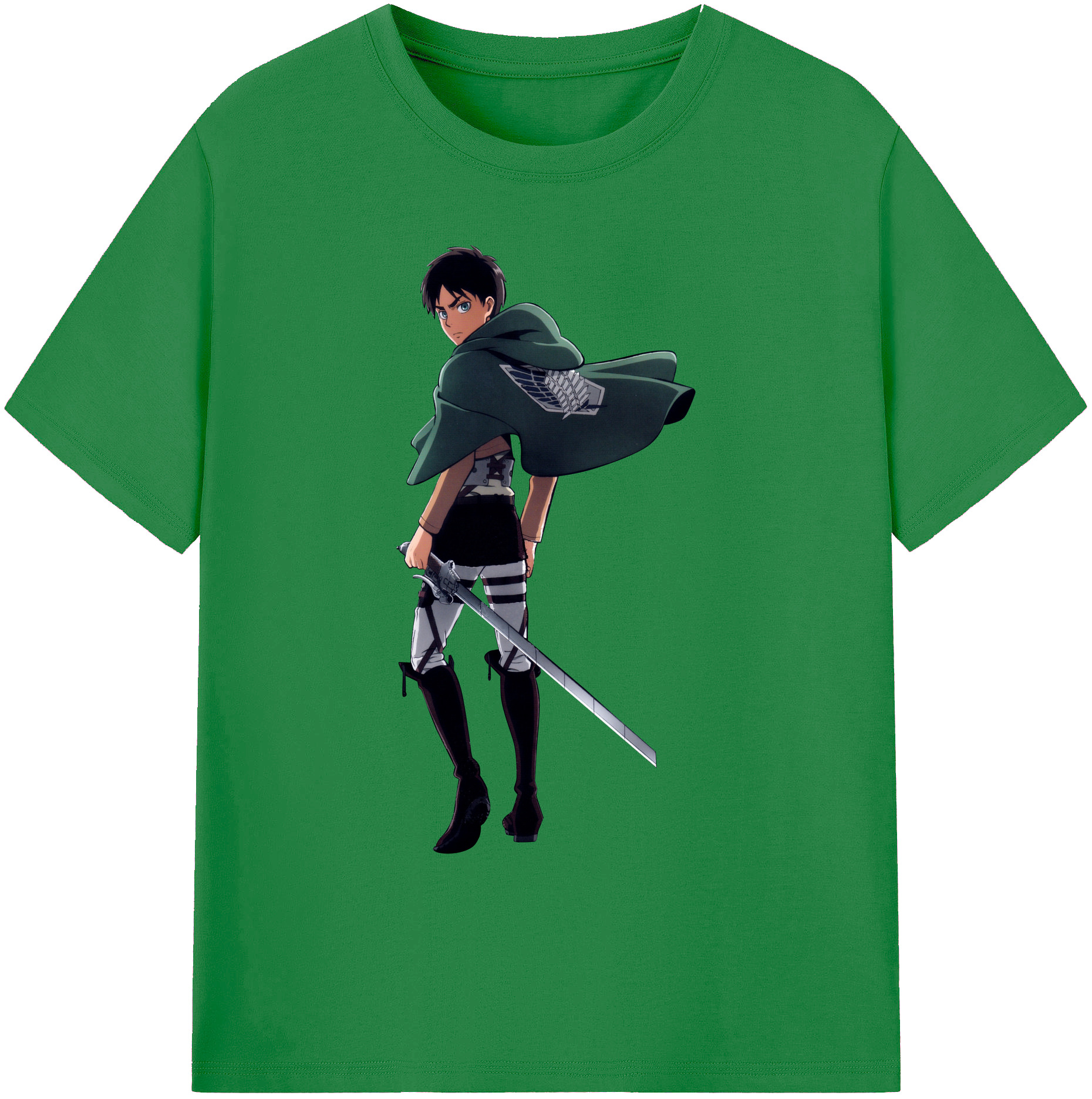 （画像用） 進撃の巨人 エレン･イェーガー Attack on Titan Eren Jäger 綿100％ メンズ半袖Tシャツ｜肌触りやわらか＆通気性