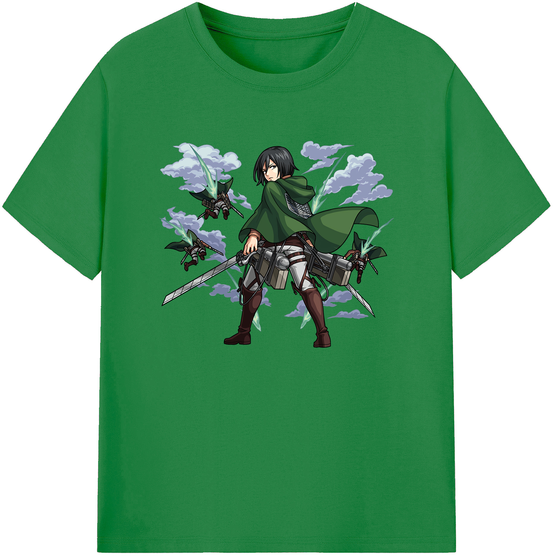 （画像用） 進撃の巨人 ミカサ·アッカーマン Attack on Titan Mikasa Ackerman 綿100％ メンズ半袖Tシャツ｜肌触りやわらか＆通気性