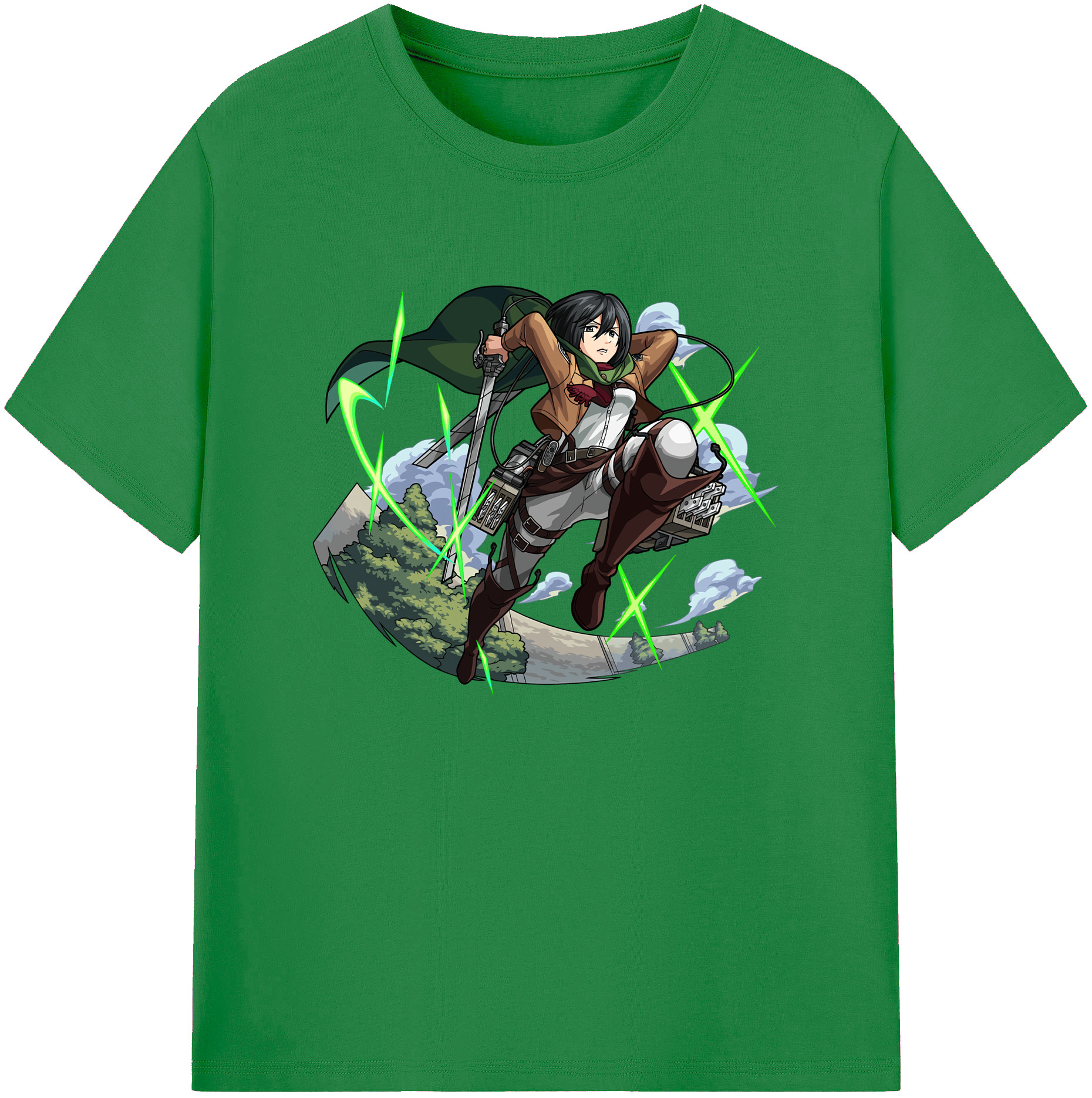 （画像用） 進撃の巨人 ミカサ·アッカーマン Attack on Titan Mikasa Ackerman 綿100％ メンズ半袖Tシャツ｜肌触りやわらか＆通気性