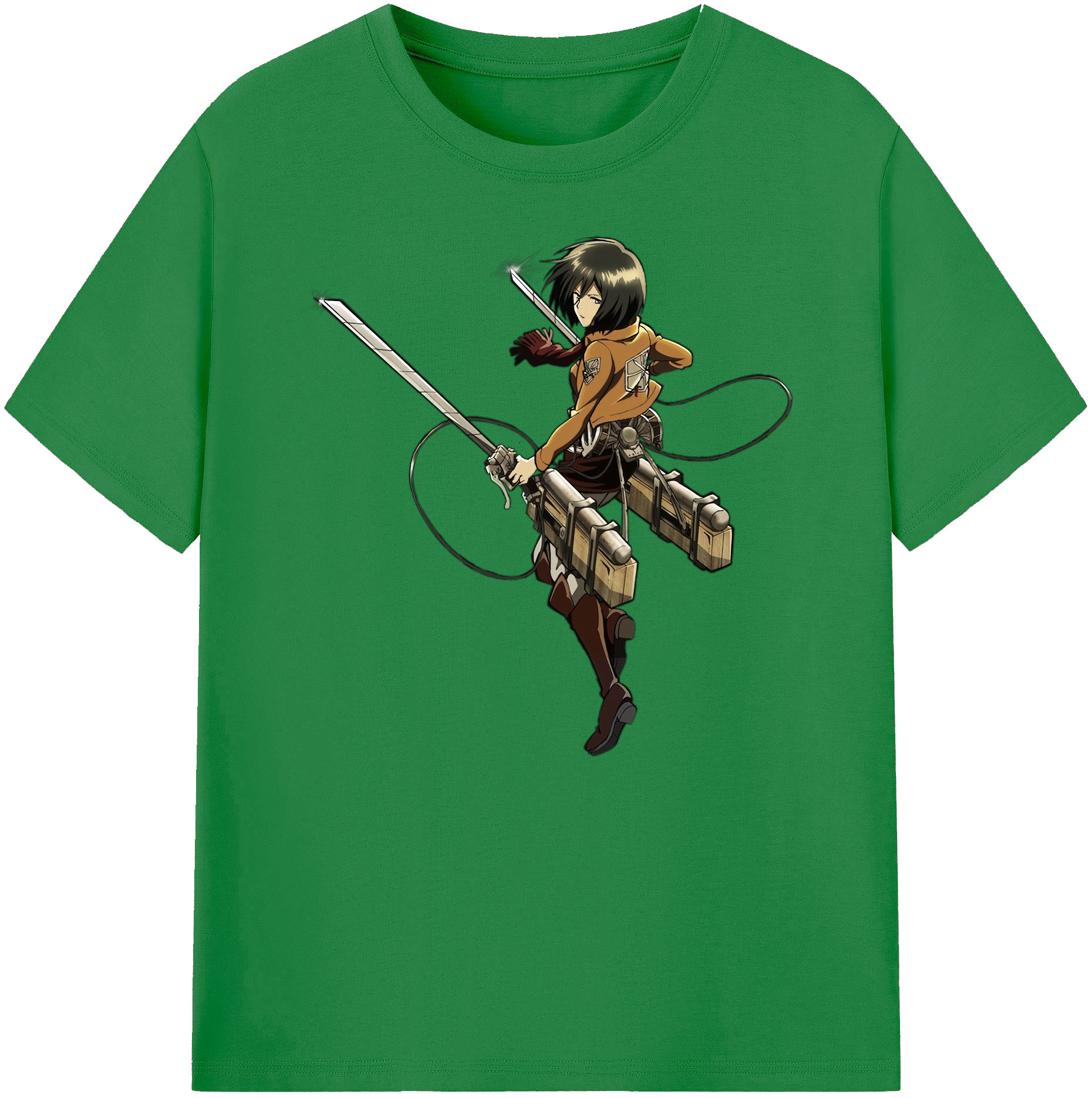 （画像用） 進撃の巨人 ミカサ·アッカーマン Attack on Titan Mikasa Ackerman 綿100％ メンズ半袖Tシャツ｜肌触りやわらか＆通気性