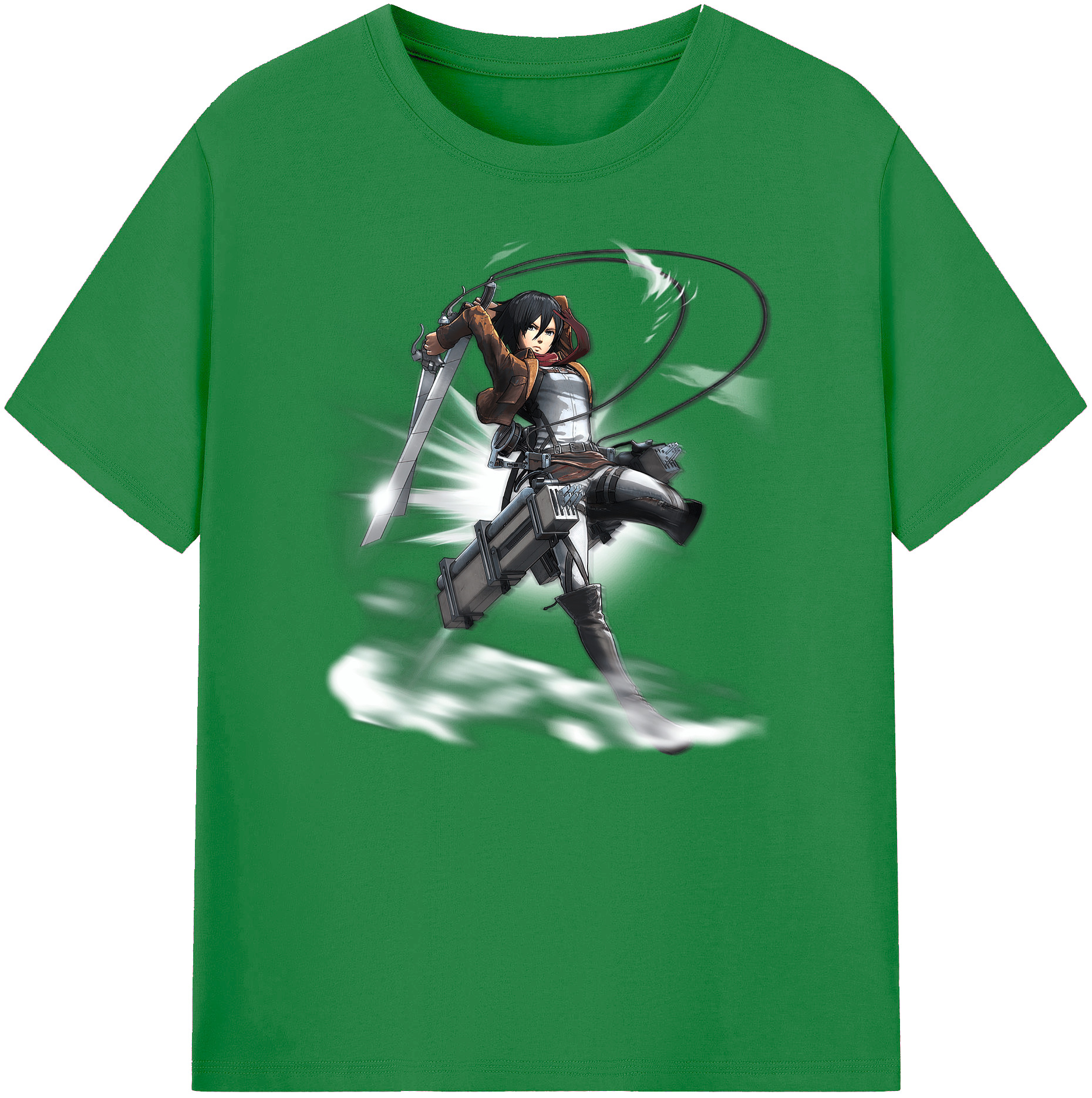 （画像用） 進撃の巨人 ミカサ·アッカーマン Attack on Titan Mikasa Ackerman 綿100％ メンズ半袖Tシャツ｜肌触りやわらか＆通気性
