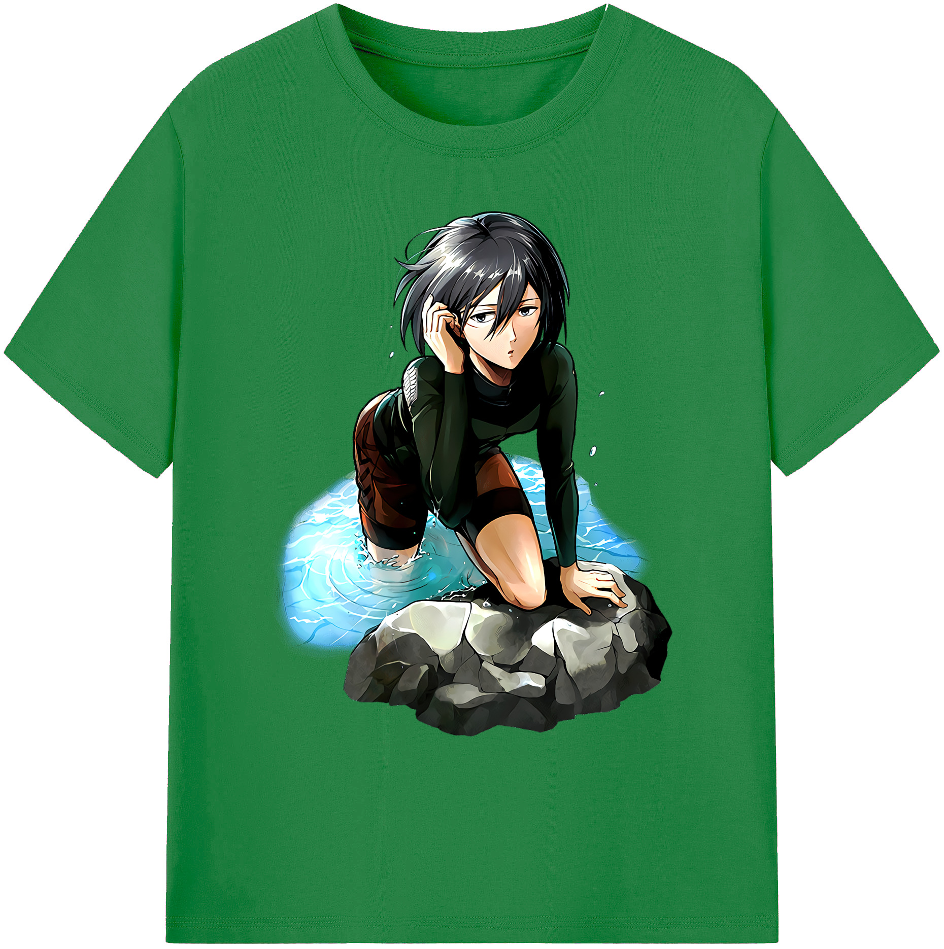（画像用） 進撃の巨人 ミカサ·アッカーマン Attack on Titan Mikasa Ackerman 綿100％ メンズ半袖Tシャツ｜肌触りやわらか＆通気性