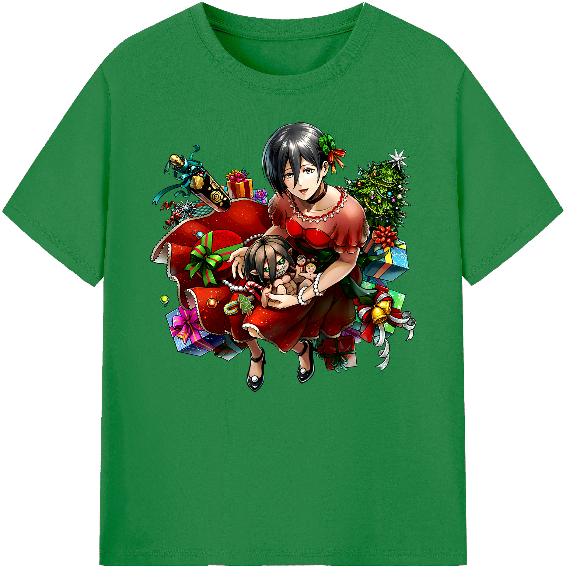 （画像用） 進撃の巨人 ミカサ·アッカーマン Attack on Titan Mikasa Ackerman 綿100％ メンズ半袖Tシャツ｜肌触りやわらか＆通気性