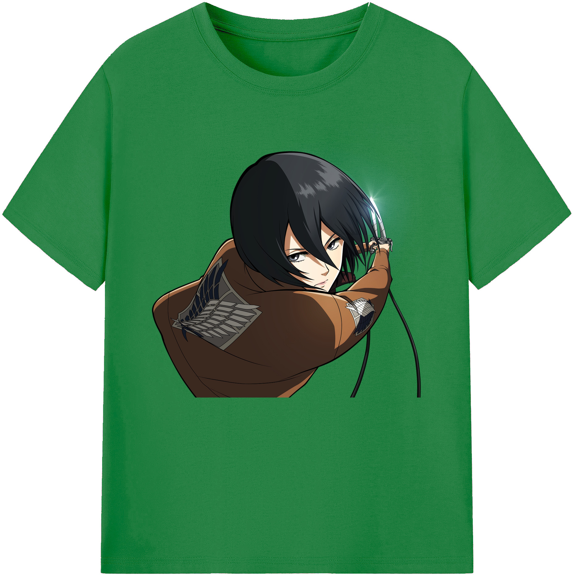 （画像用） 進撃の巨人 ミカサ·アッカーマン Attack on Titan Mikasa Ackerman 綿100％ メンズ半袖Tシャツ｜肌触りやわらか＆通気性