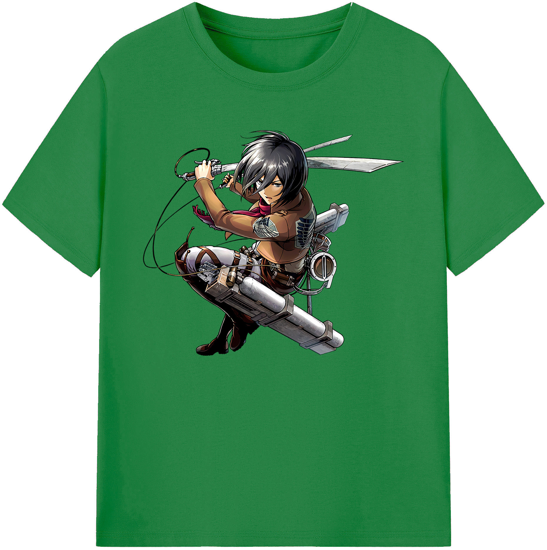 （画像用） 進撃の巨人 ミカサ·アッカーマン Attack on Titan Mikasa Ackerman 綿100％ メンズ半袖Tシャツ｜肌触りやわらか＆通気性