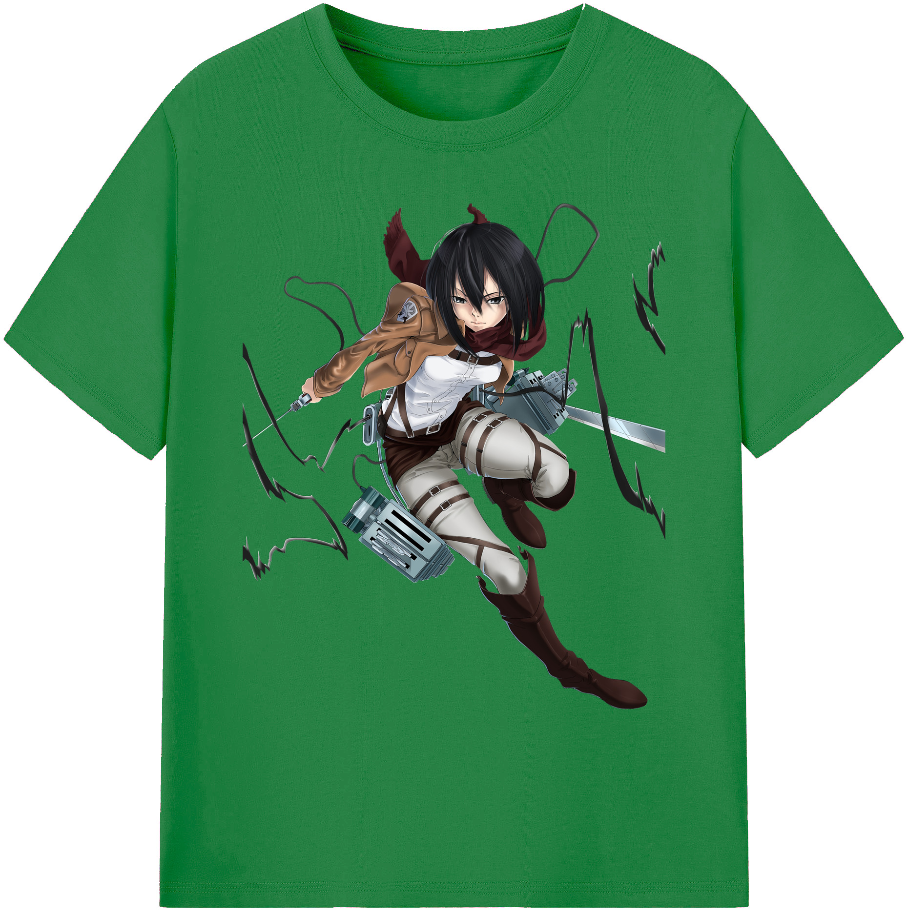 （画像用） 進撃の巨人 ミカサ·アッカーマン Attack on Titan Mikasa Ackerman 綿100％ メンズ半袖Tシャツ｜肌触りやわらか＆通気性