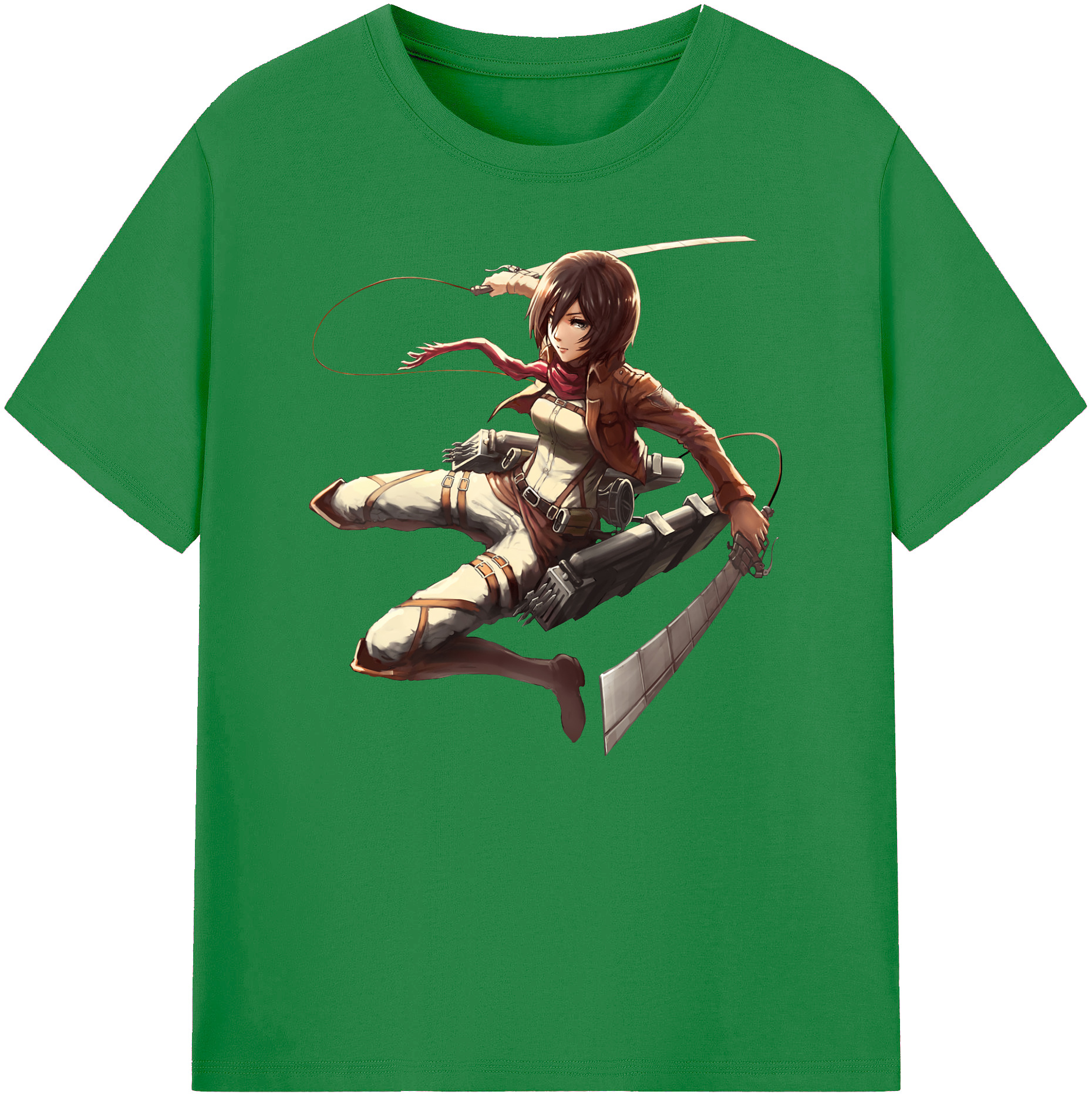 （画像用） 進撃の巨人 ミカサ·アッカーマン Attack on Titan Mikasa Ackerman 綿100％ メンズ半袖Tシャツ｜肌触りやわらか＆通気性