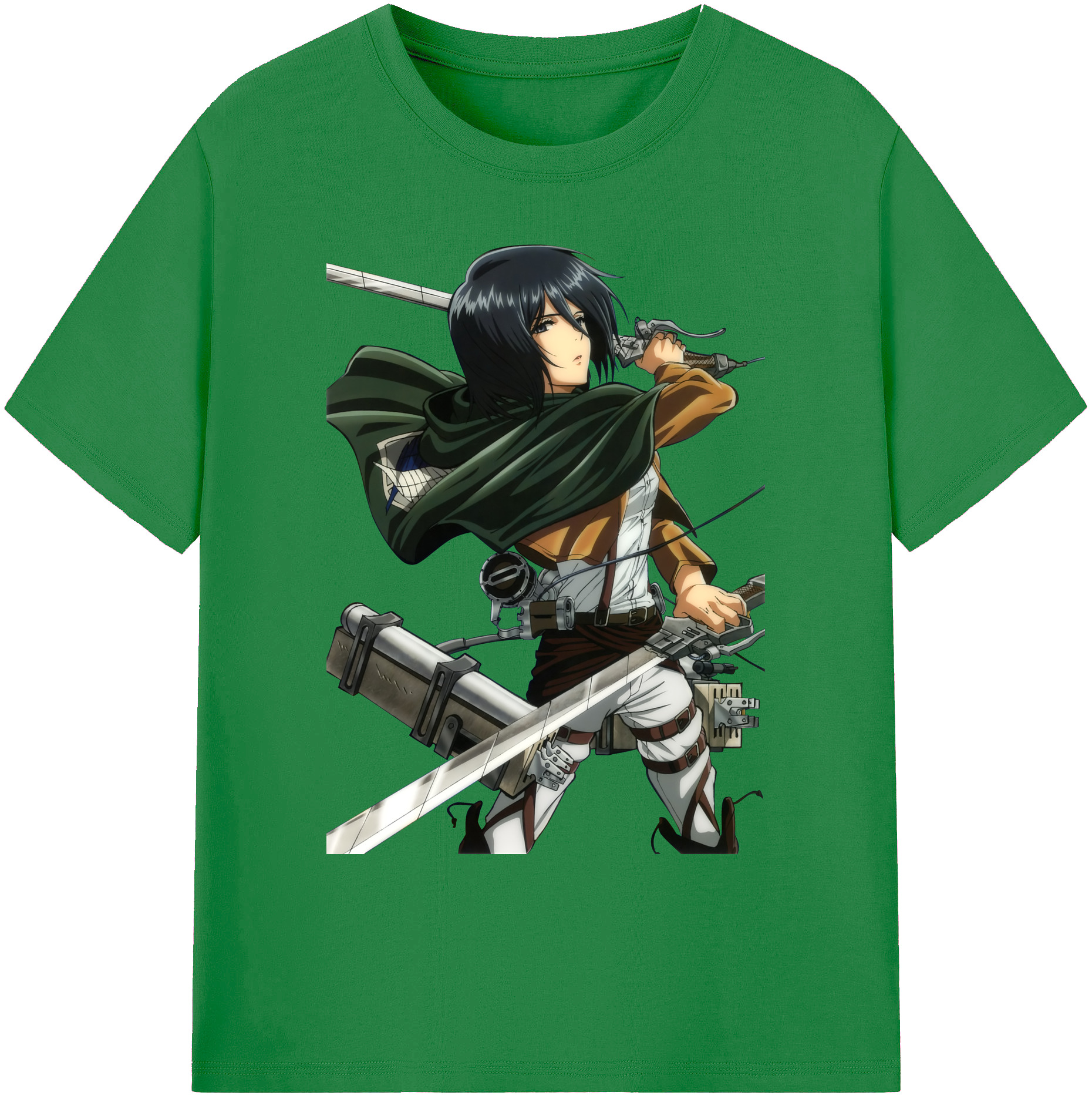 （画像用） 進撃の巨人 ミカサ·アッカーマン Attack on Titan Mikasa Ackerman 綿100％ メンズ半袖Tシャツ｜肌触りやわらか＆通気性