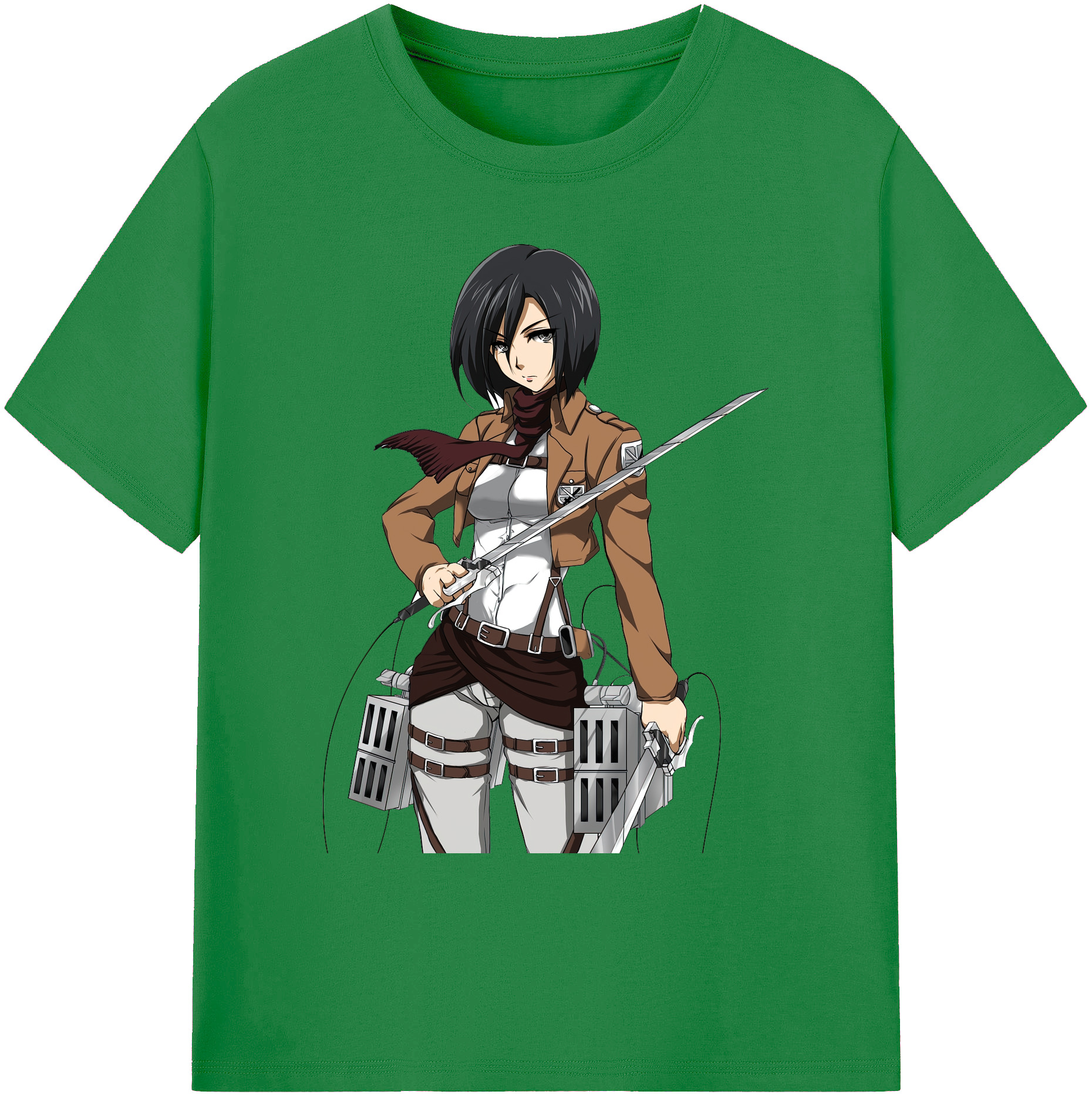 （画像用） 進撃の巨人 ミカサ·アッカーマン Attack on Titan Mikasa Ackerman 綿100％ メンズ半袖Tシャツ｜肌触りやわらか＆通気性