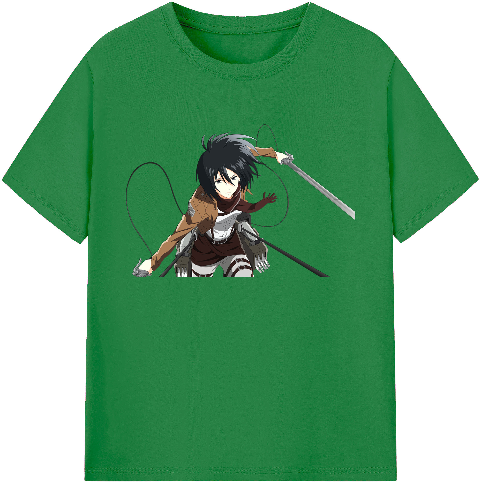 （画像用） 進撃の巨人 ミカサ·アッカーマン Attack on Titan Mikasa Ackerman 綿100％ メンズ半袖Tシャツ｜肌触りやわらか＆通気性