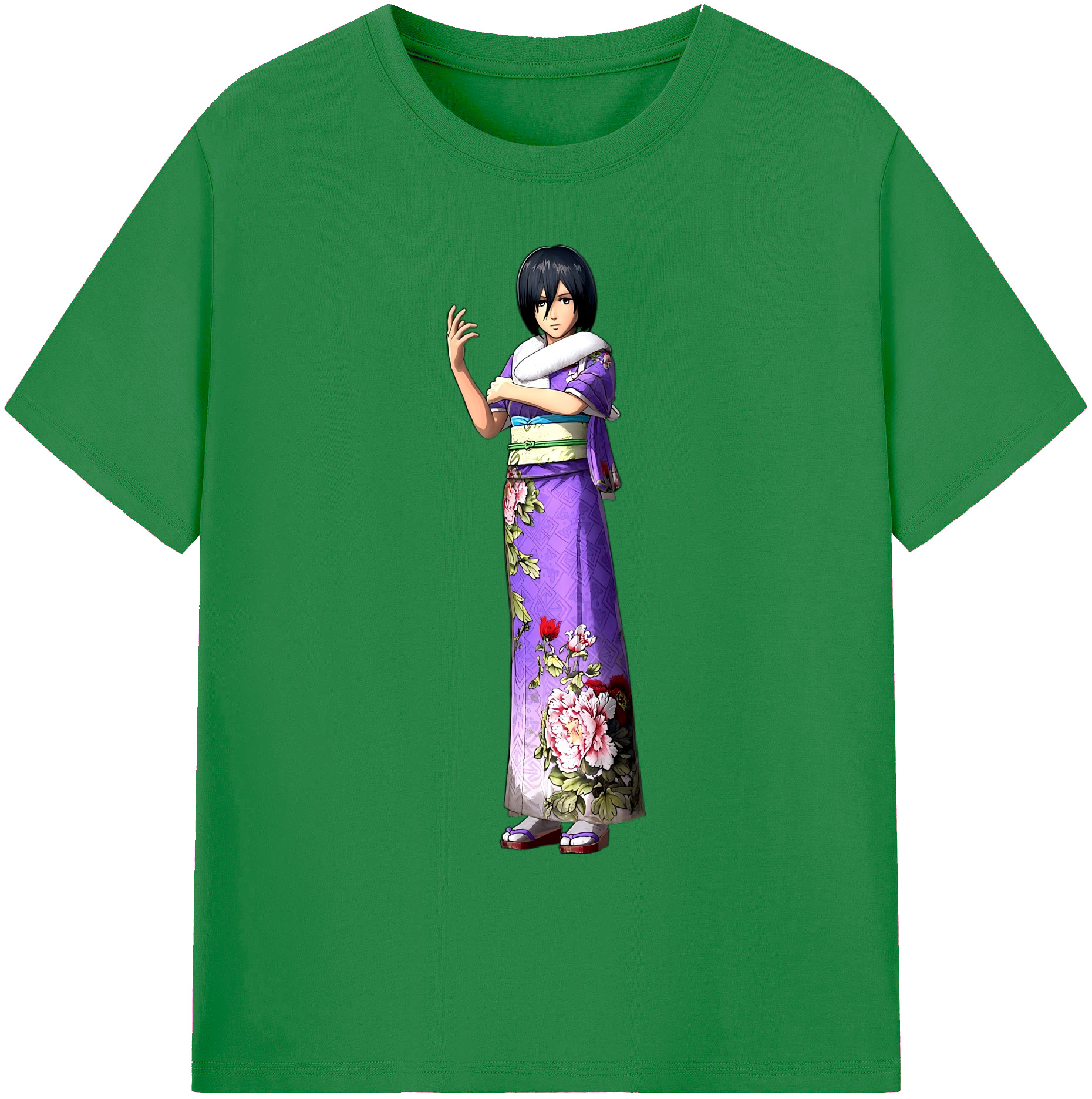 （画像用） 進撃の巨人 ミカサ·アッカーマン Attack on Titan Mikasa Ackerman 綿100％ メンズ半袖Tシャツ｜肌触りやわらか＆通気性