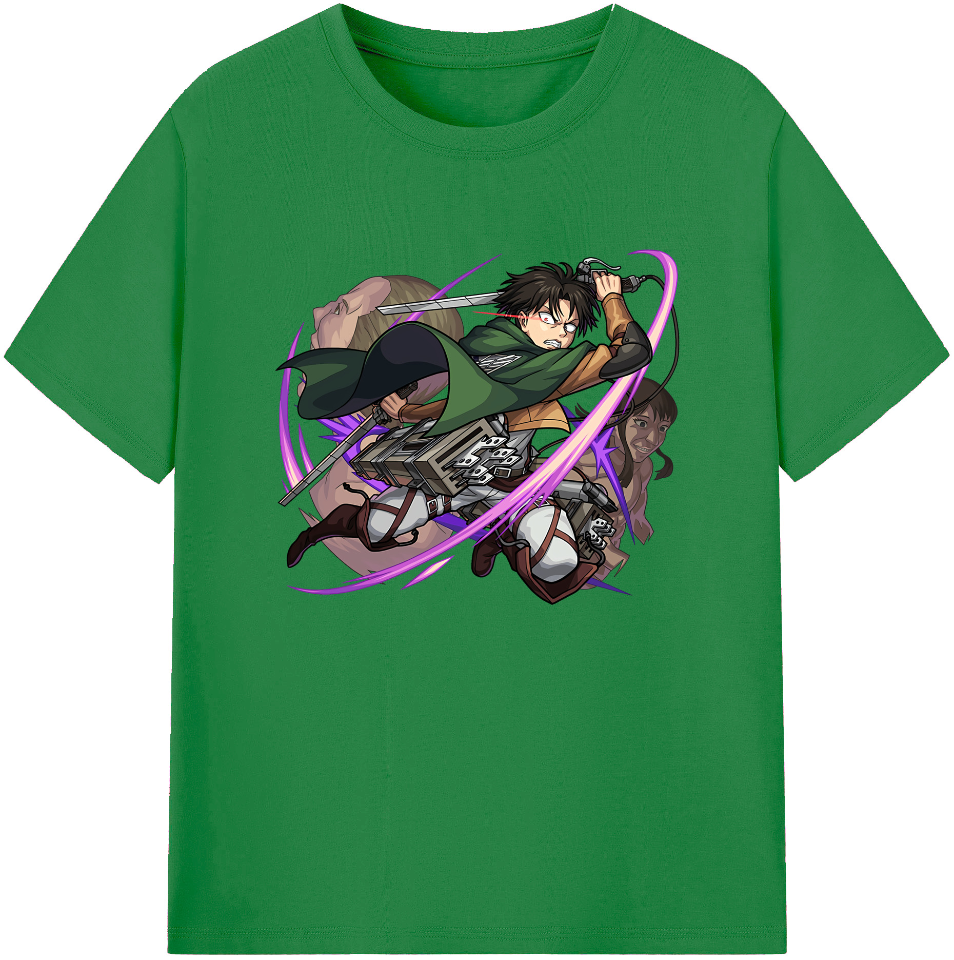 （画像用） 進撃の巨人 リヴァイ·アッカーマン Attack on Titan Levi Ackerman 綿100％ メンズ半袖Tシャツ｜肌触りやわらか＆通気性