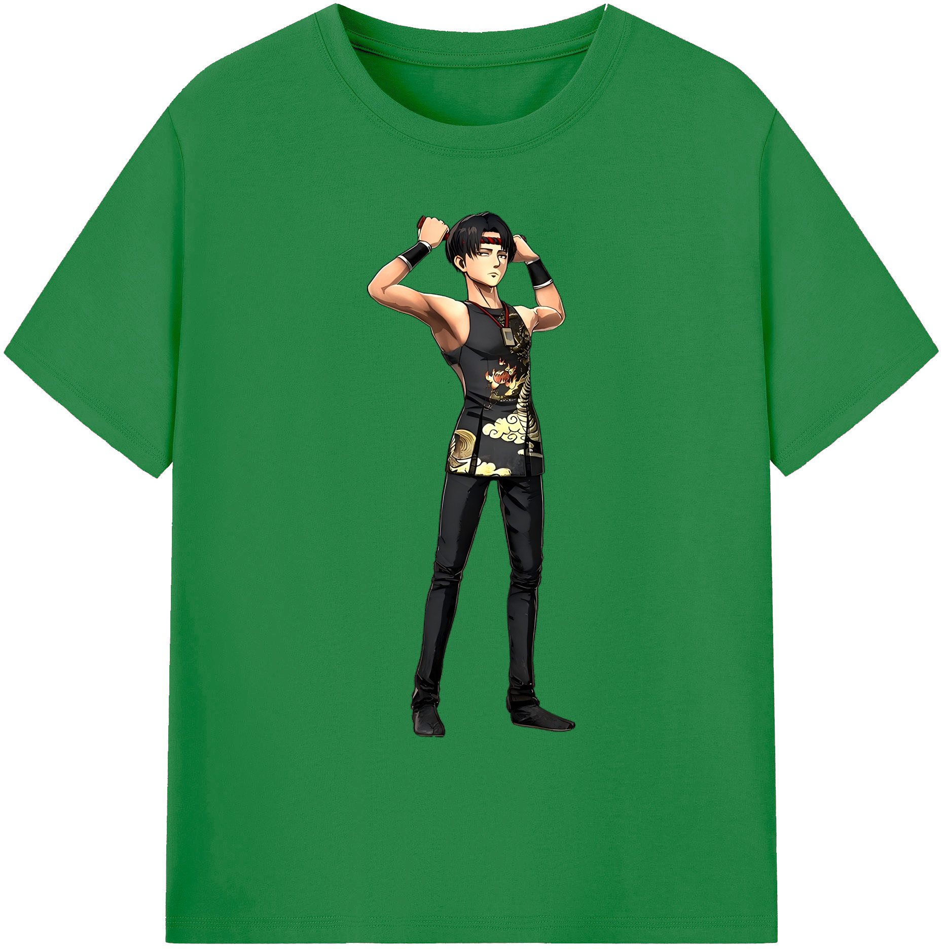 （画像用） 進撃の巨人 リヴァイ·アッカーマン Attack on Titan Levi Ackerman 綿100％ メンズ半袖Tシャツ｜肌触りやわらか＆通気性