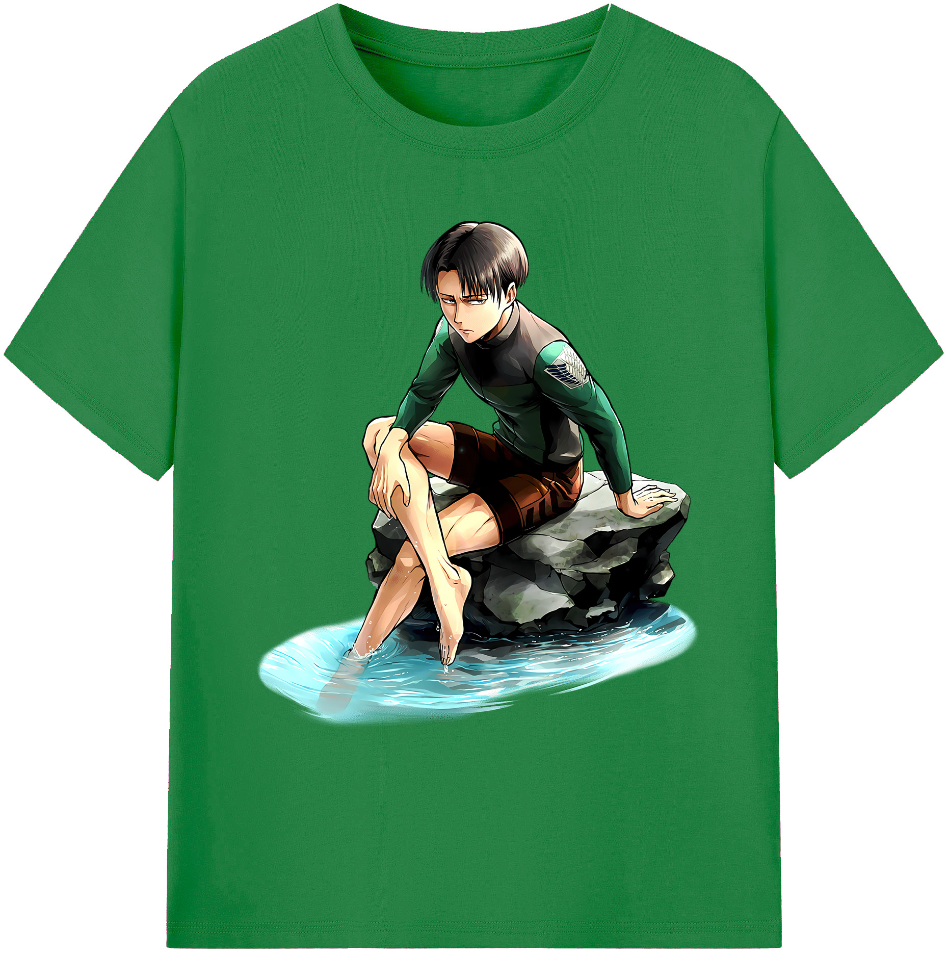 （画像用） 進撃の巨人 リヴァイ·アッカーマン Attack on Titan Levi Ackerman 綿100％ メンズ半袖Tシャツ｜肌触りやわらか＆通気性