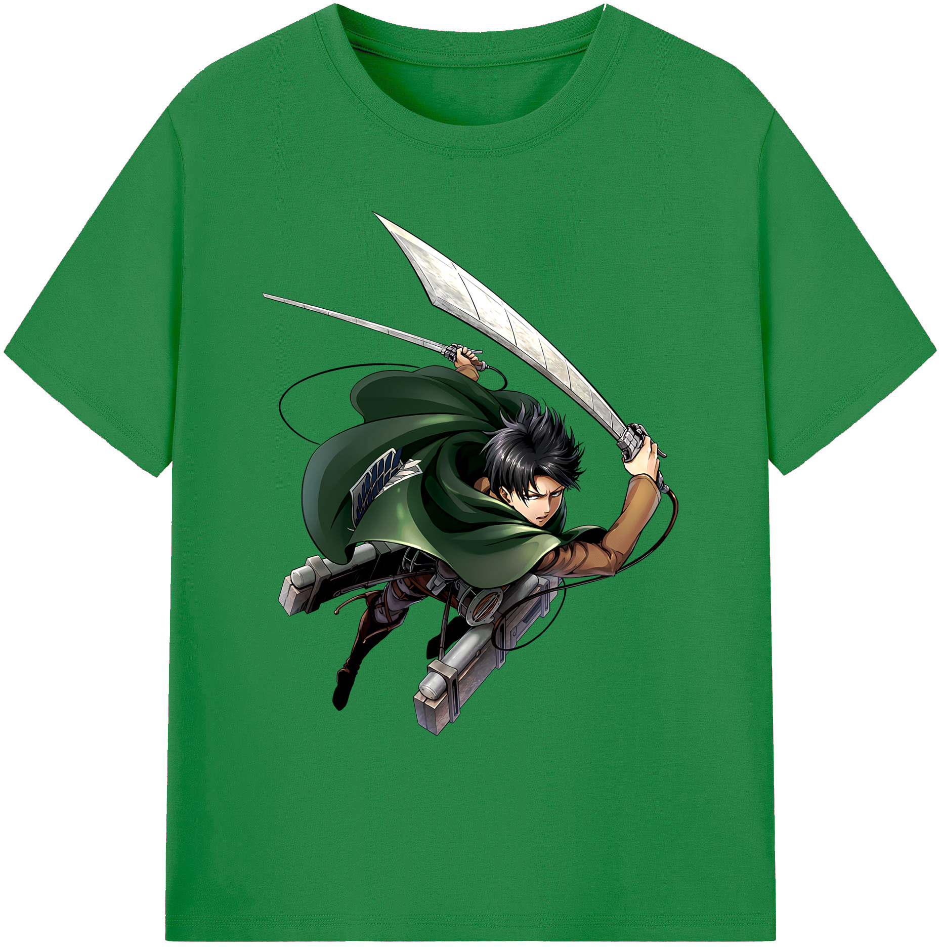（画像用） 進撃の巨人 リヴァイ·アッカーマン Attack on Titan Levi Ackerman 綿100％ メンズ半袖Tシャツ｜肌触りやわらか＆通気性