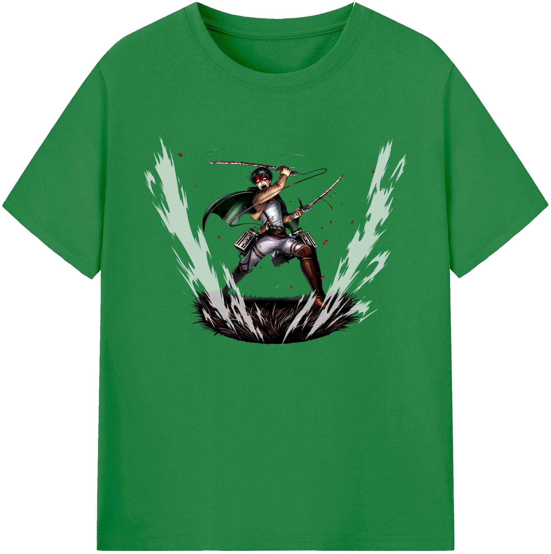 （画像用） 進撃の巨人 リヴァイ·アッカーマン Attack on Titan Levi Ackerman 綿100％ メンズ半袖Tシャツ｜肌触りやわらか＆通気性
