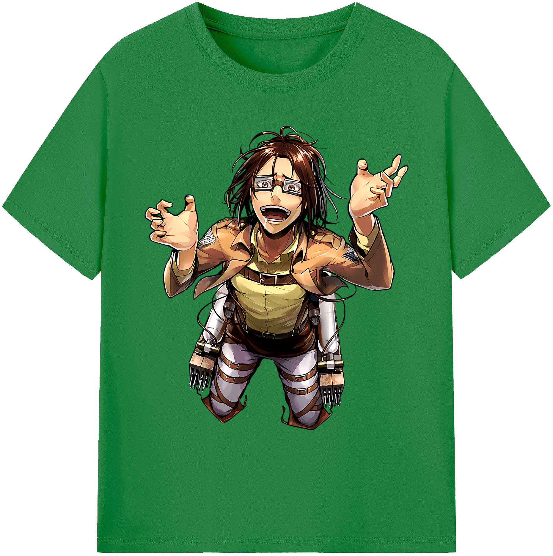 （画像用） 進撃の巨人 ハンジ·ゾエ Attack on Titan Hanji Zoe 綿100％ メンズ半袖Tシャツ｜肌触りやわらか＆通気性
