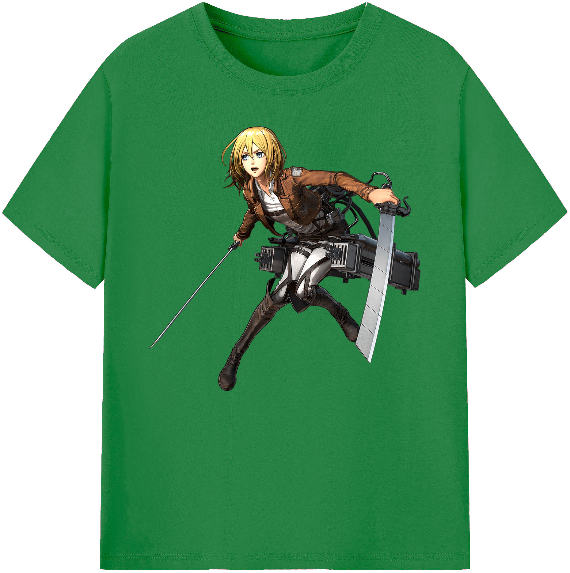 （画像用） 進撃の巨人 クリスタ·レンズ Attack on Titan Christa Lenz 綿100％ メンズ半袖Tシャツ｜肌触りやわらか＆通気性