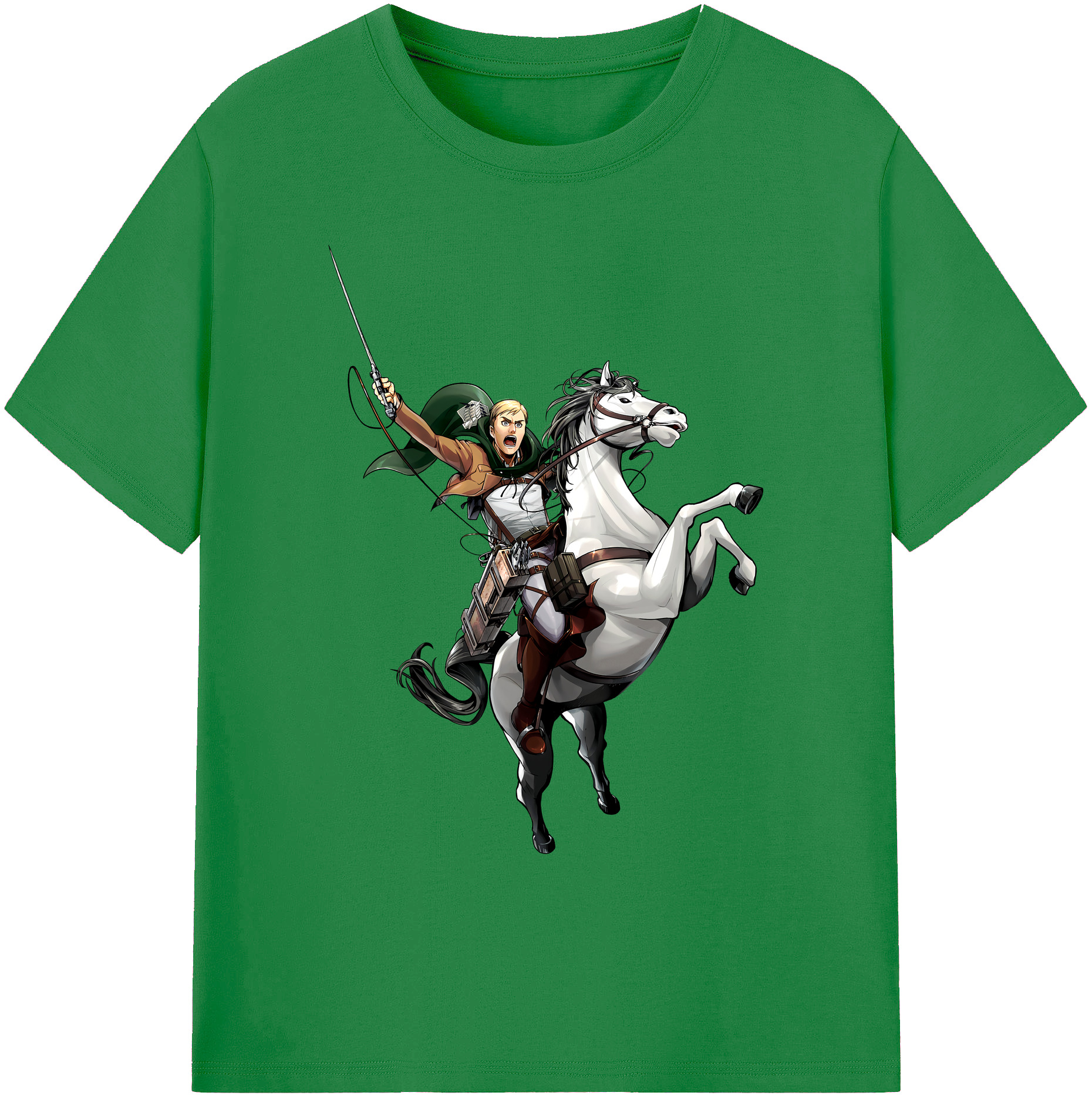 （画像用） 進撃の巨人 エルヴィン・スミス Attack on Titan Erwin Smith 綿100％ メンズ半袖Tシャツ｜肌触りやわらか＆通気性