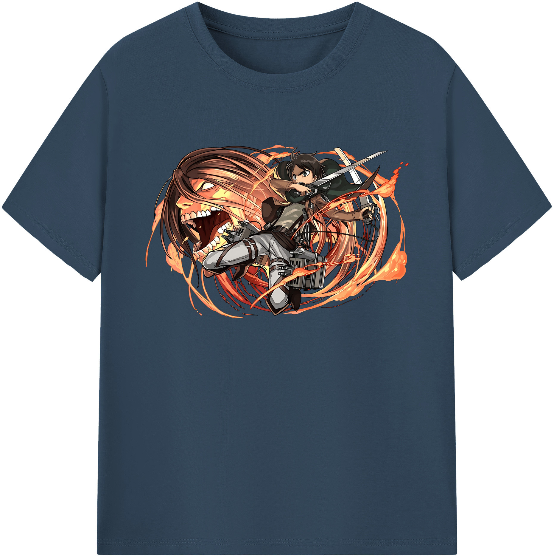 （画像用） 進撃の巨人 エレン･イェーガー Attack on Titan Eren Jäger 綿100％ メンズ半袖Tシャツ｜肌触りやわらか＆通気性