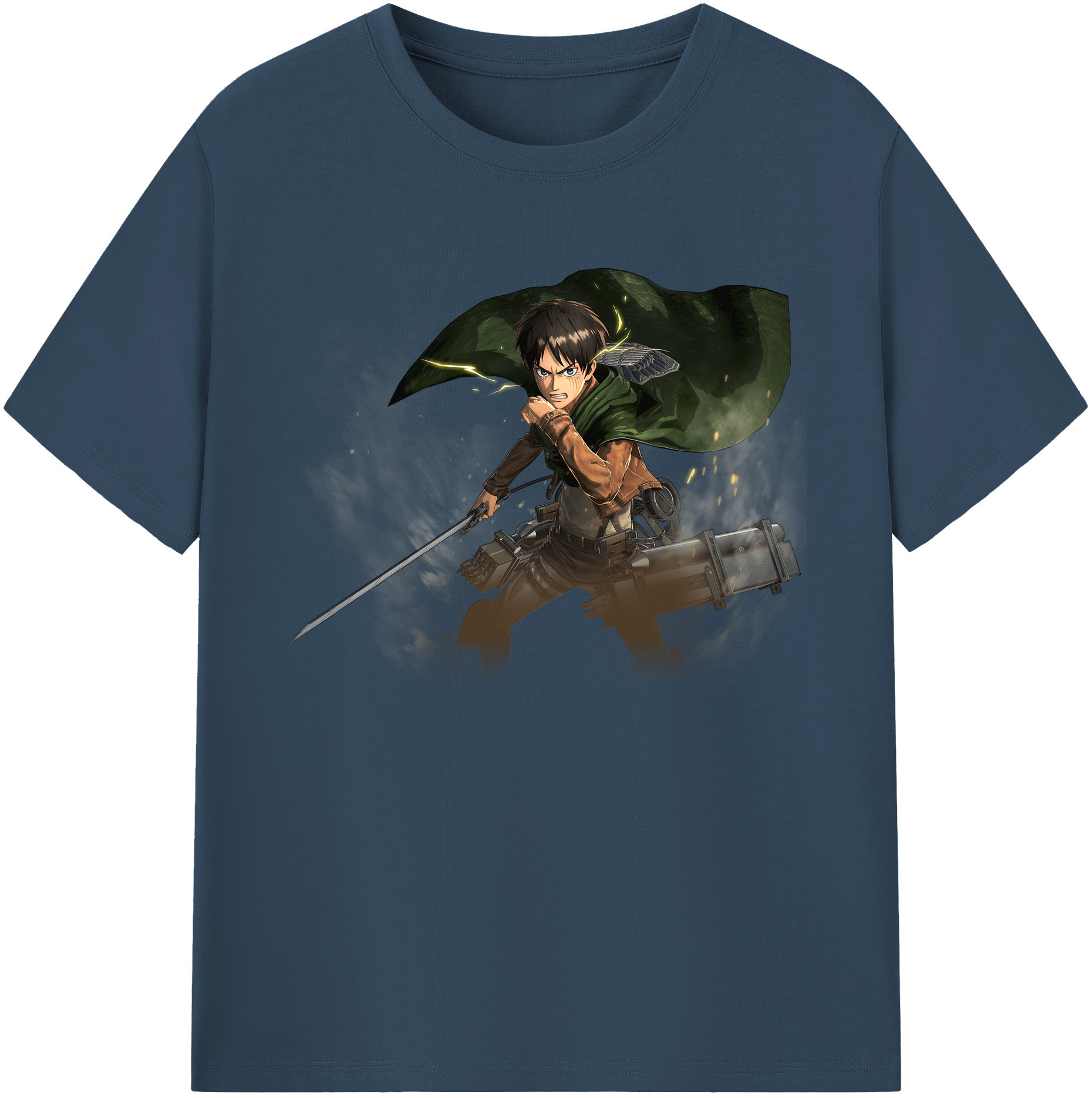 （画像用） 進撃の巨人 エレン･イェーガー Attack on Titan Eren Jäger 綿100％ メンズ半袖Tシャツ｜肌触りやわらか＆通気性