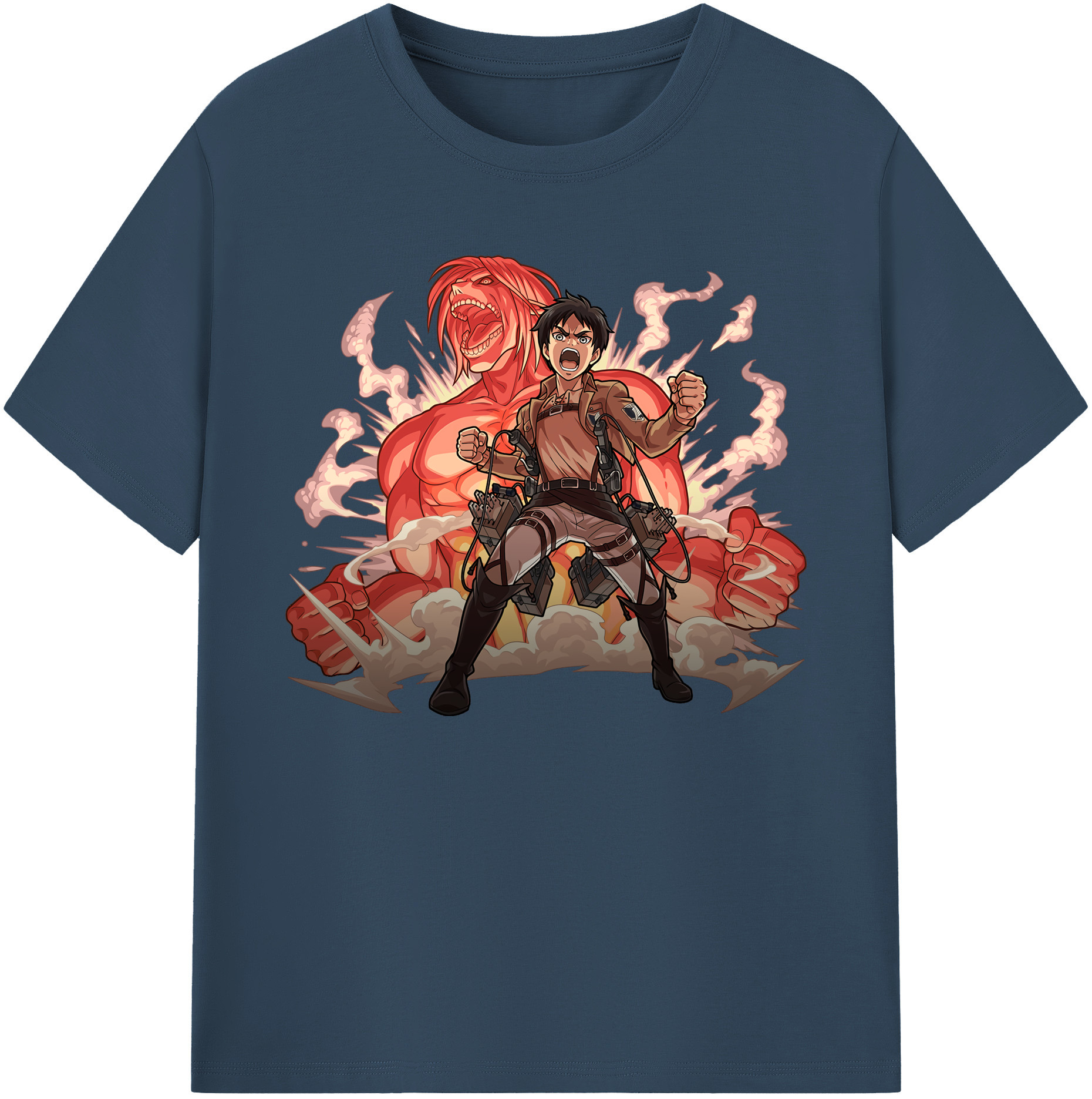 （画像用） 進撃の巨人 エレン･イェーガー Attack on Titan Eren Jäger 綿100％ メンズ半袖Tシャツ｜肌触りやわらか＆通気性