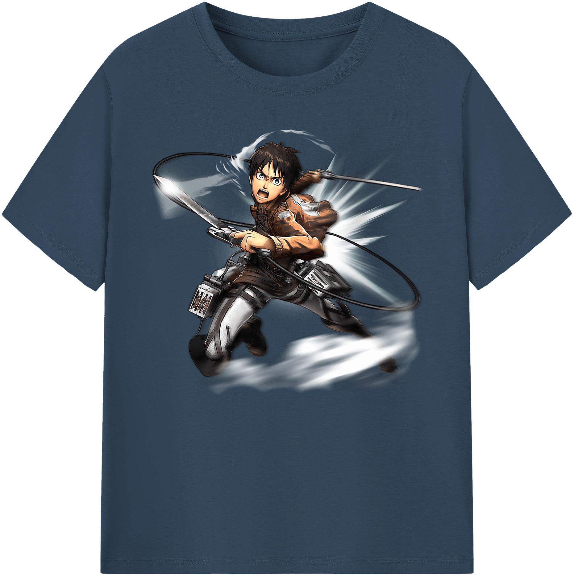 （画像用） 進撃の巨人 エレン･イェーガー Attack on Titan Eren Jäger 綿100％ メンズ半袖Tシャツ｜肌触りやわらか＆通気性