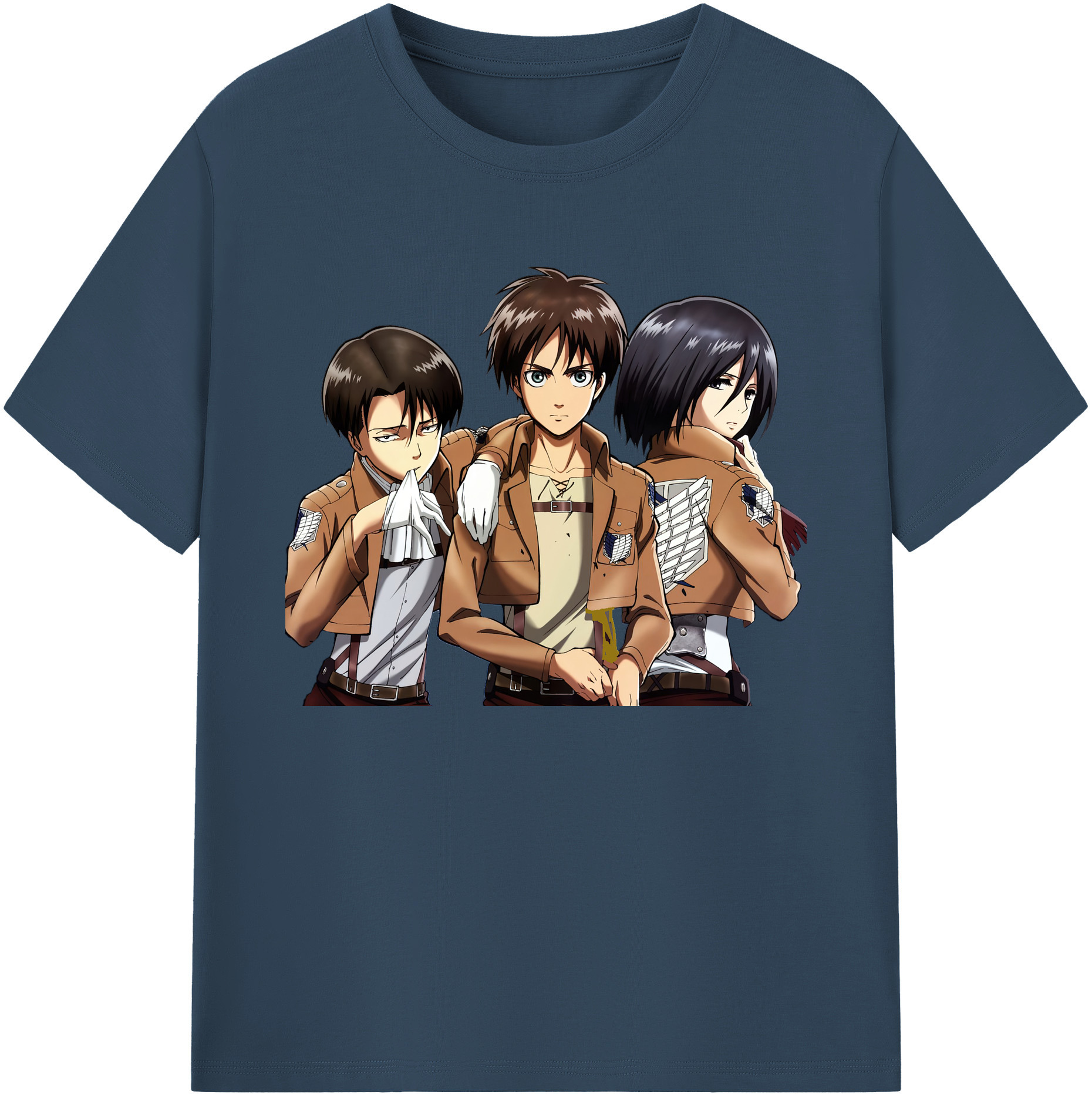（画像用） 進撃の巨人 エレン･イェーガー Attack on Titan Eren Jäger 綿100％ メンズ半袖Tシャツ｜肌触りやわらか＆通気性