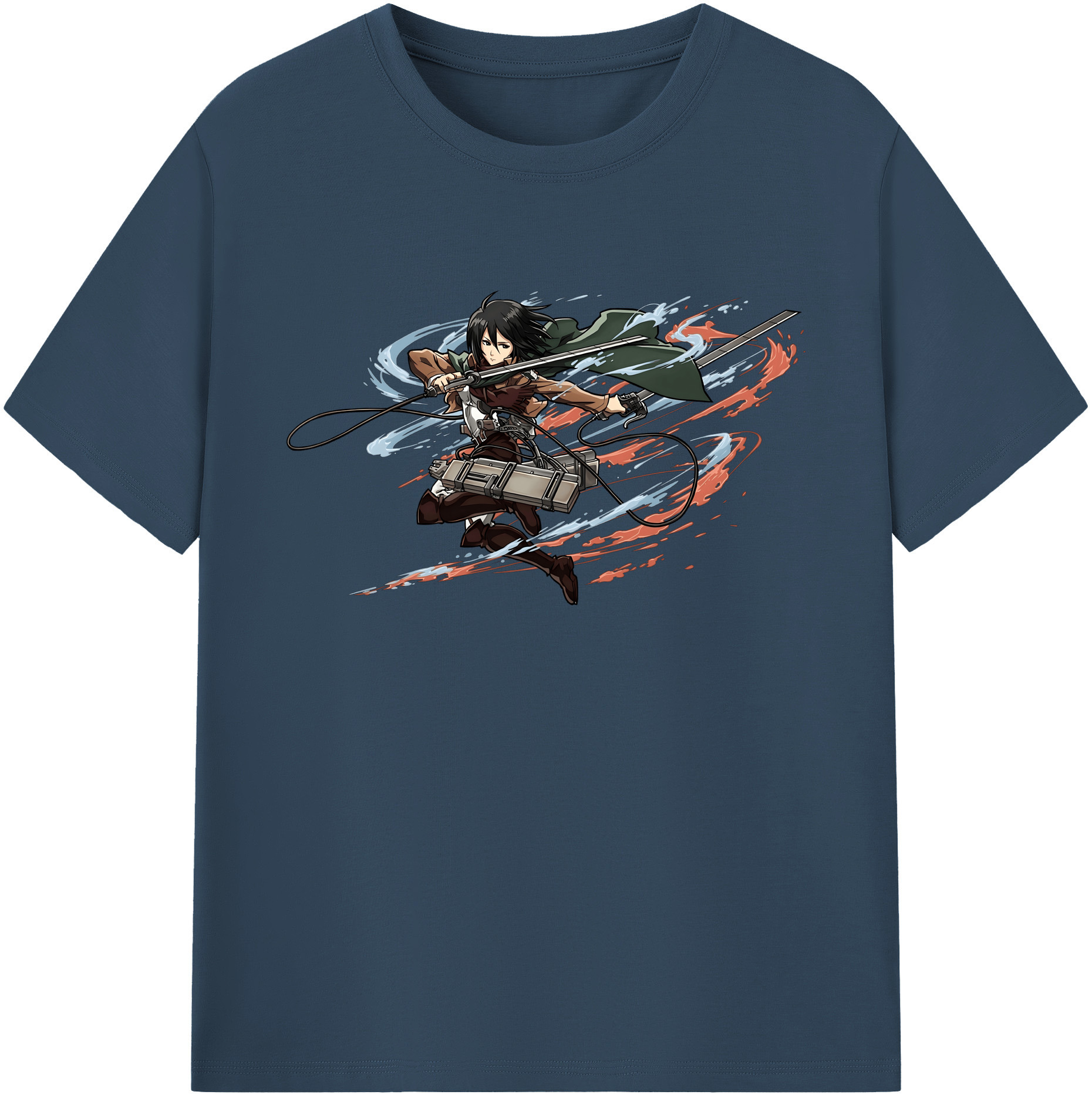 （画像用） 進撃の巨人 ミカサ·アッカーマン Attack on Titan Mikasa Ackerman 綿100％ メンズ半袖Tシャツ｜肌触りやわらか＆通気性
