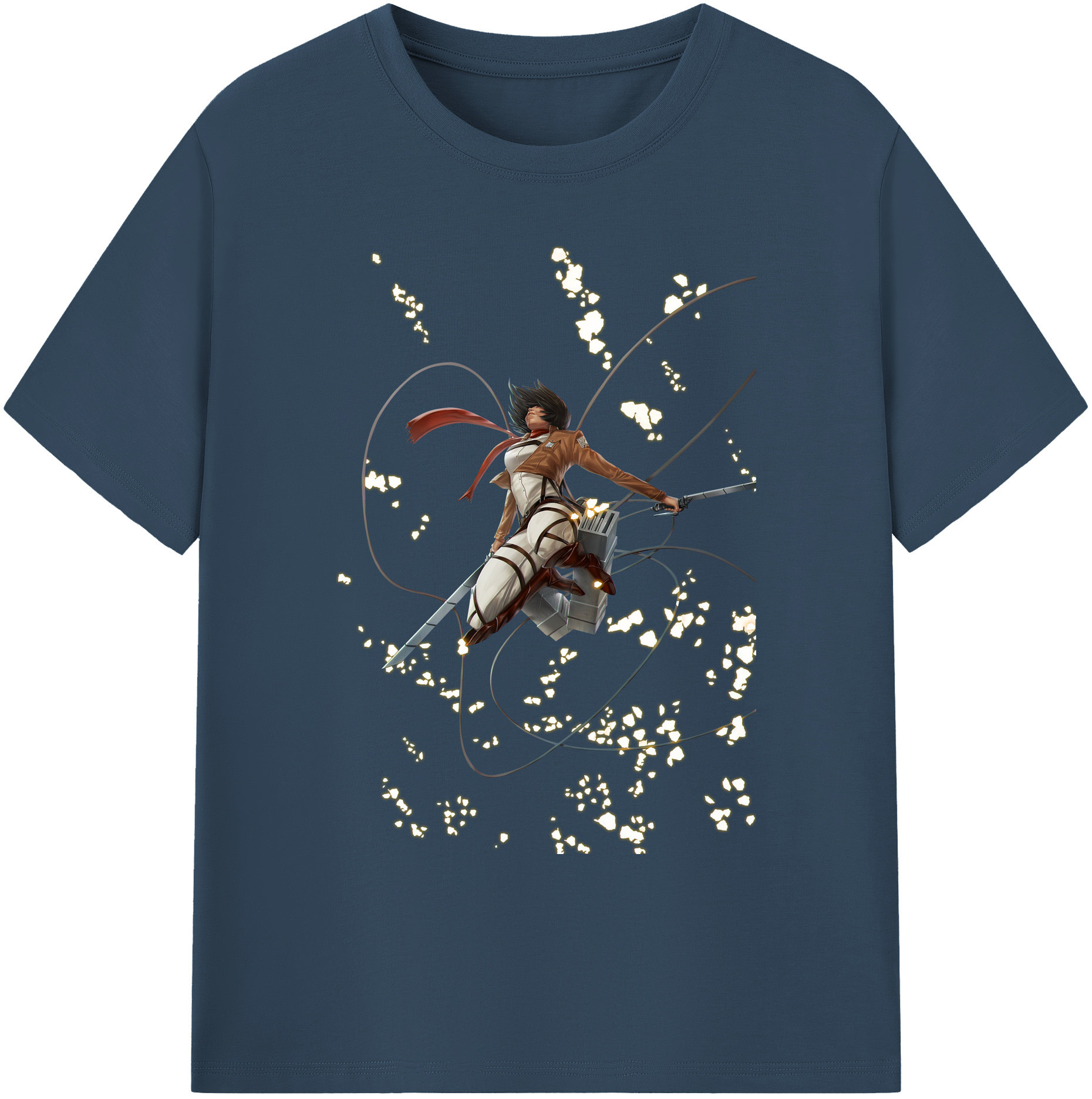 （画像用） 進撃の巨人 ミカサ·アッカーマン Attack on Titan Mikasa Ackerman 綿100％ メンズ半袖Tシャツ｜肌触りやわらか＆通気性