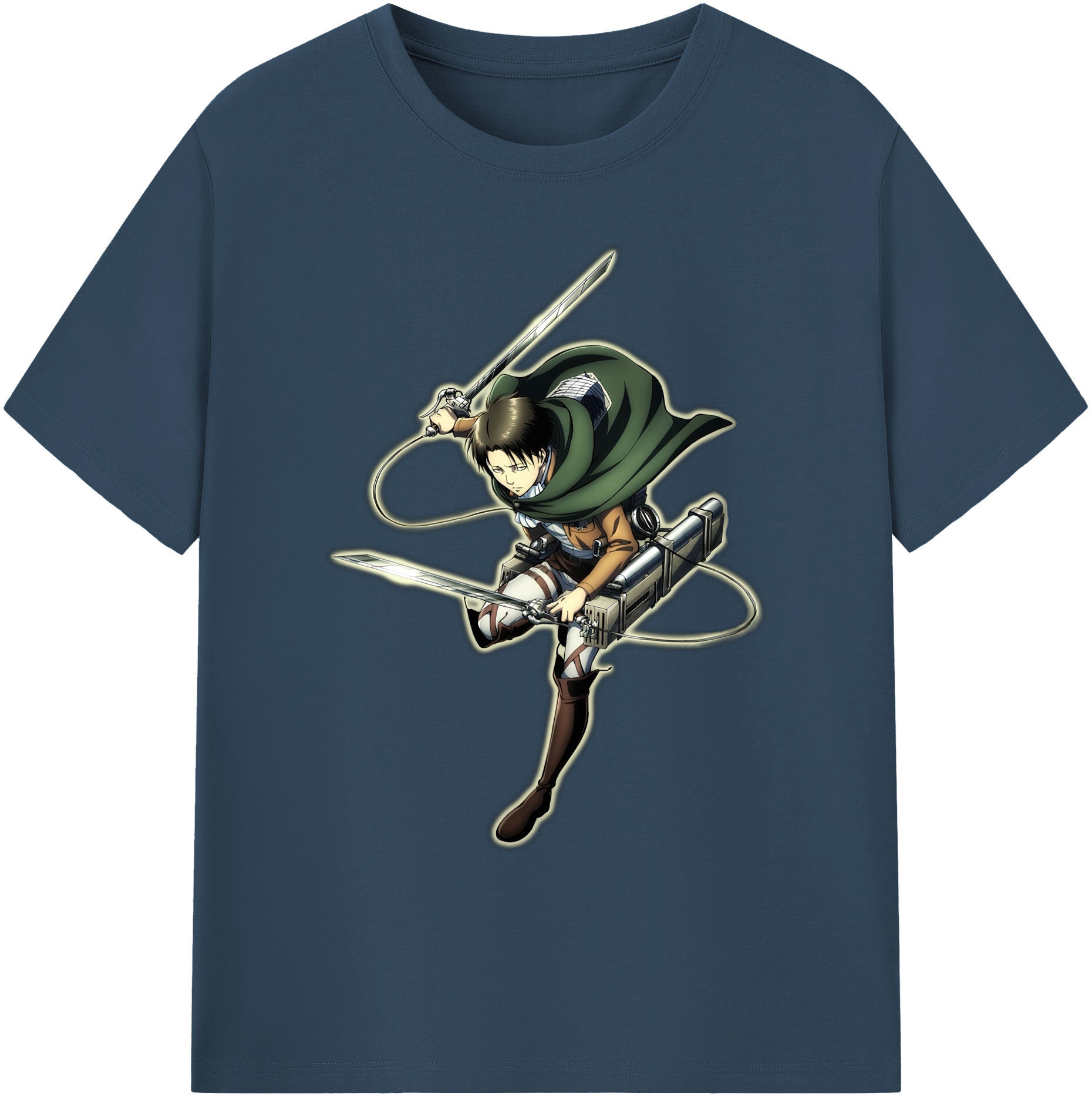 （画像用） 進撃の巨人 リヴァイ·アッカーマン Attack on Titan Levi Ackerman 綿100％ メンズ半袖Tシャツ｜肌触りやわらか＆通気性