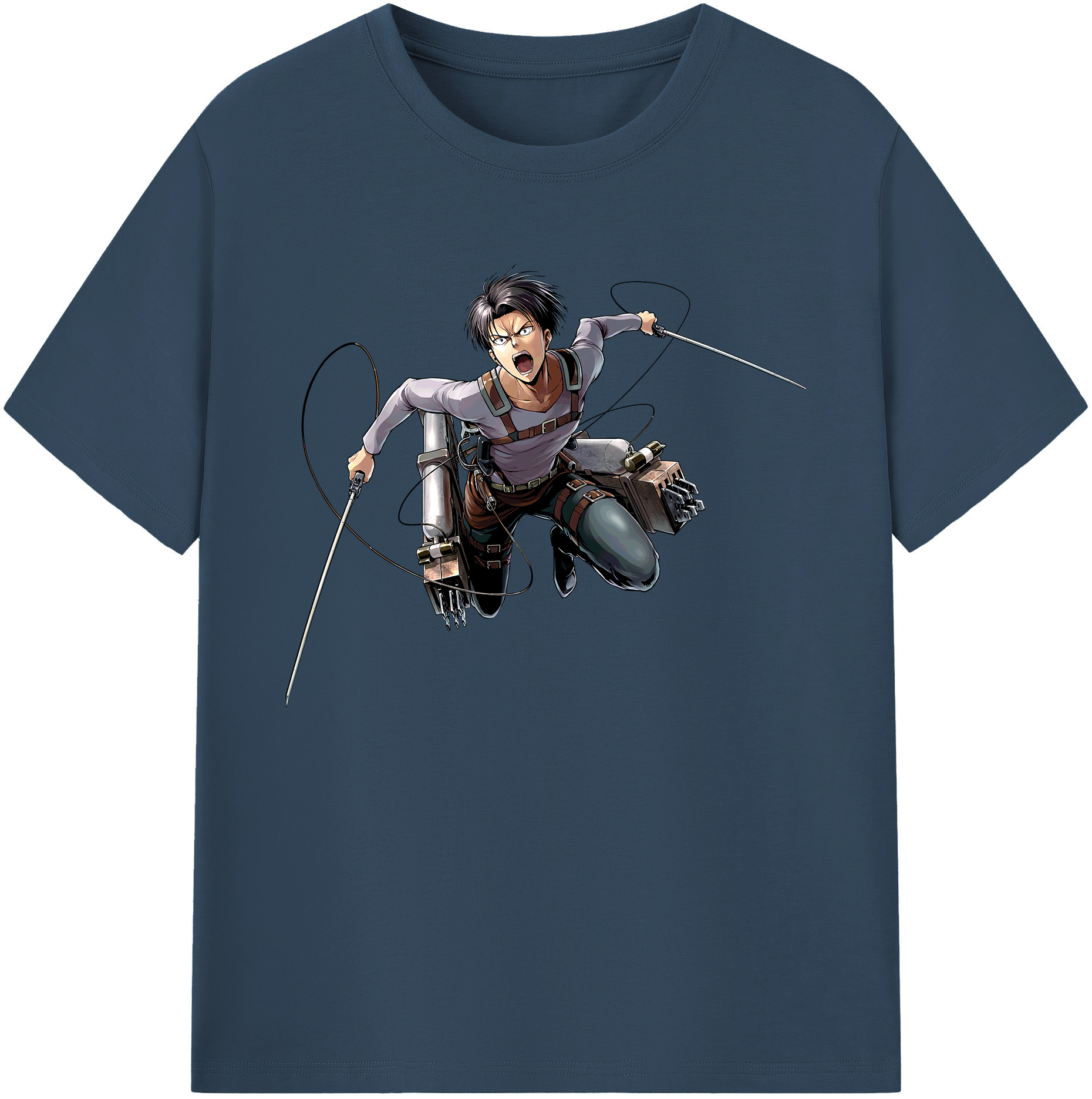（画像用） 進撃の巨人 リヴァイ·アッカーマン Attack on Titan Levi Ackerman 綿100％ メンズ半袖Tシャツ｜肌触りやわらか＆通気性