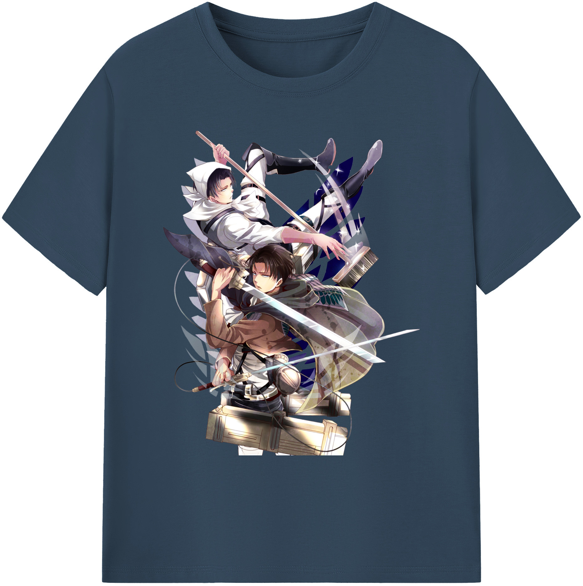 （画像用） 進撃の巨人 リヴァイ·アッカーマン Attack on Titan Levi Ackerman 綿100％ メンズ半袖Tシャツ｜肌触りやわらか＆通気性