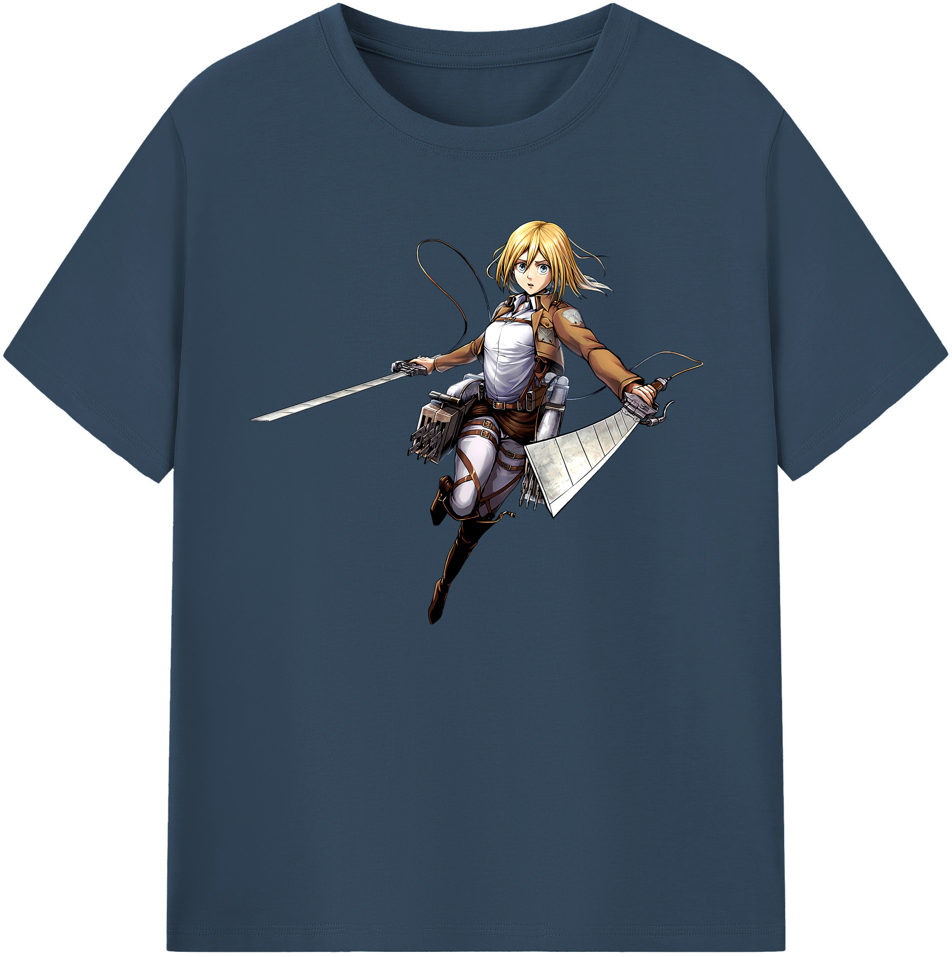 （画像用） 進撃の巨人 クリスタ·レンズ Attack on Titan Christa Lenz 綿100％ メンズ半袖Tシャツ｜肌触りやわらか＆通気性