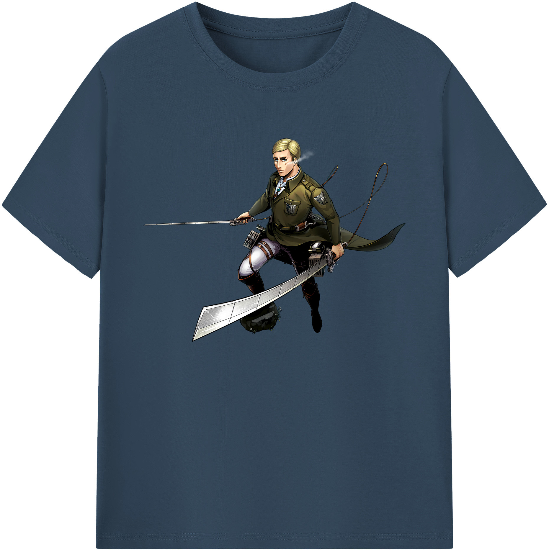 （画像用） 進撃の巨人 エルヴィン・スミス Attack on Titan Erwin Smith 綿100％ メンズ半袖Tシャツ｜肌触りやわらか＆通気性