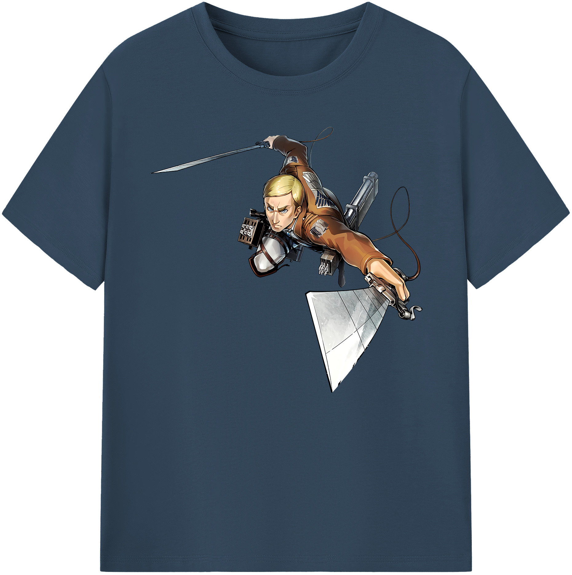 （画像用） 進撃の巨人 エルヴィン・スミス Attack on Titan Erwin Smith 綿100％ メンズ半袖Tシャツ｜肌触りやわらか＆通気性
