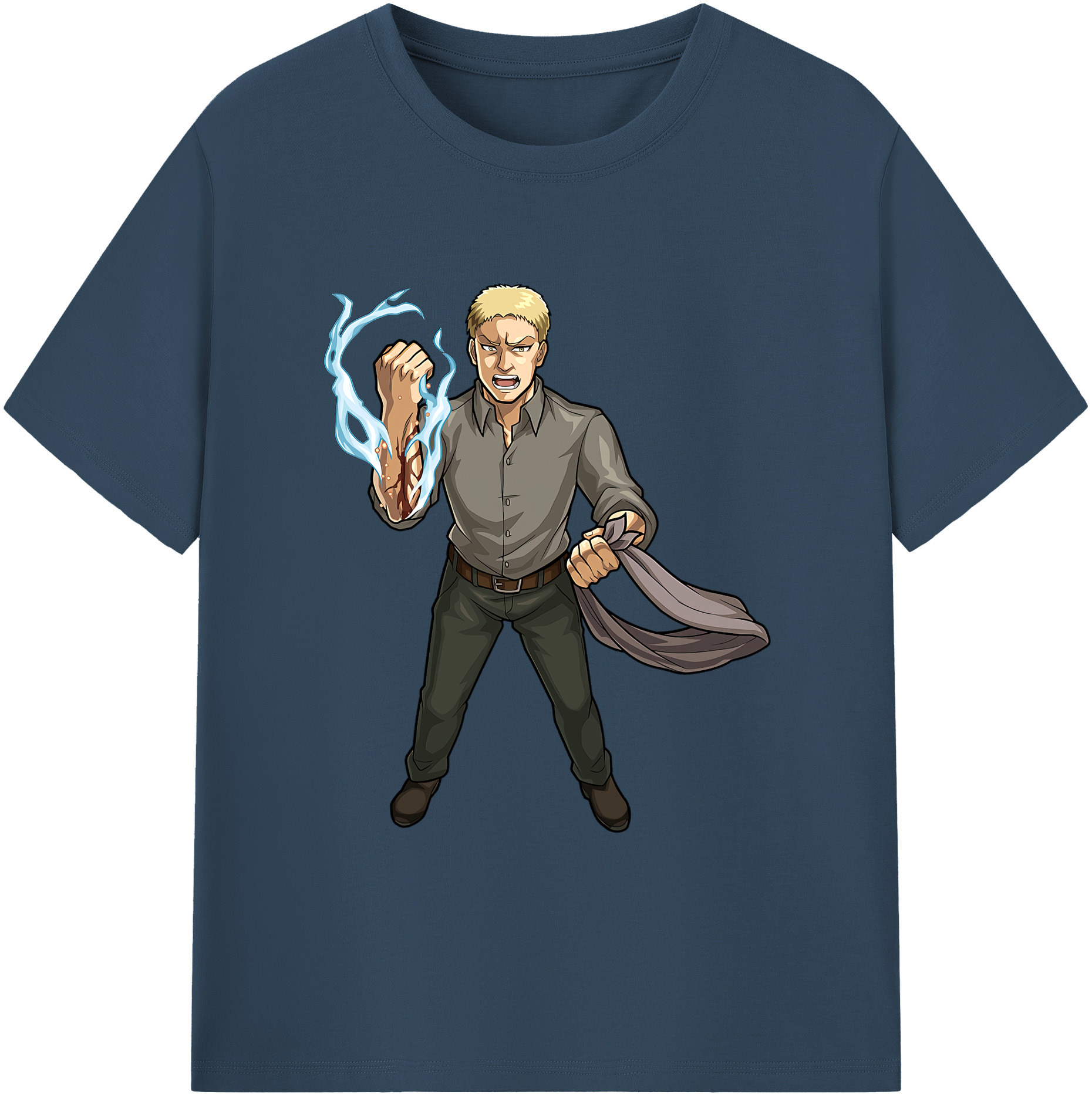 （画像用） 進撃の巨人 ライナー・ブラウン Attack on Titan Reiner Braun 綿100％ メンズ半袖Tシャツ｜肌触りやわらか＆通気性